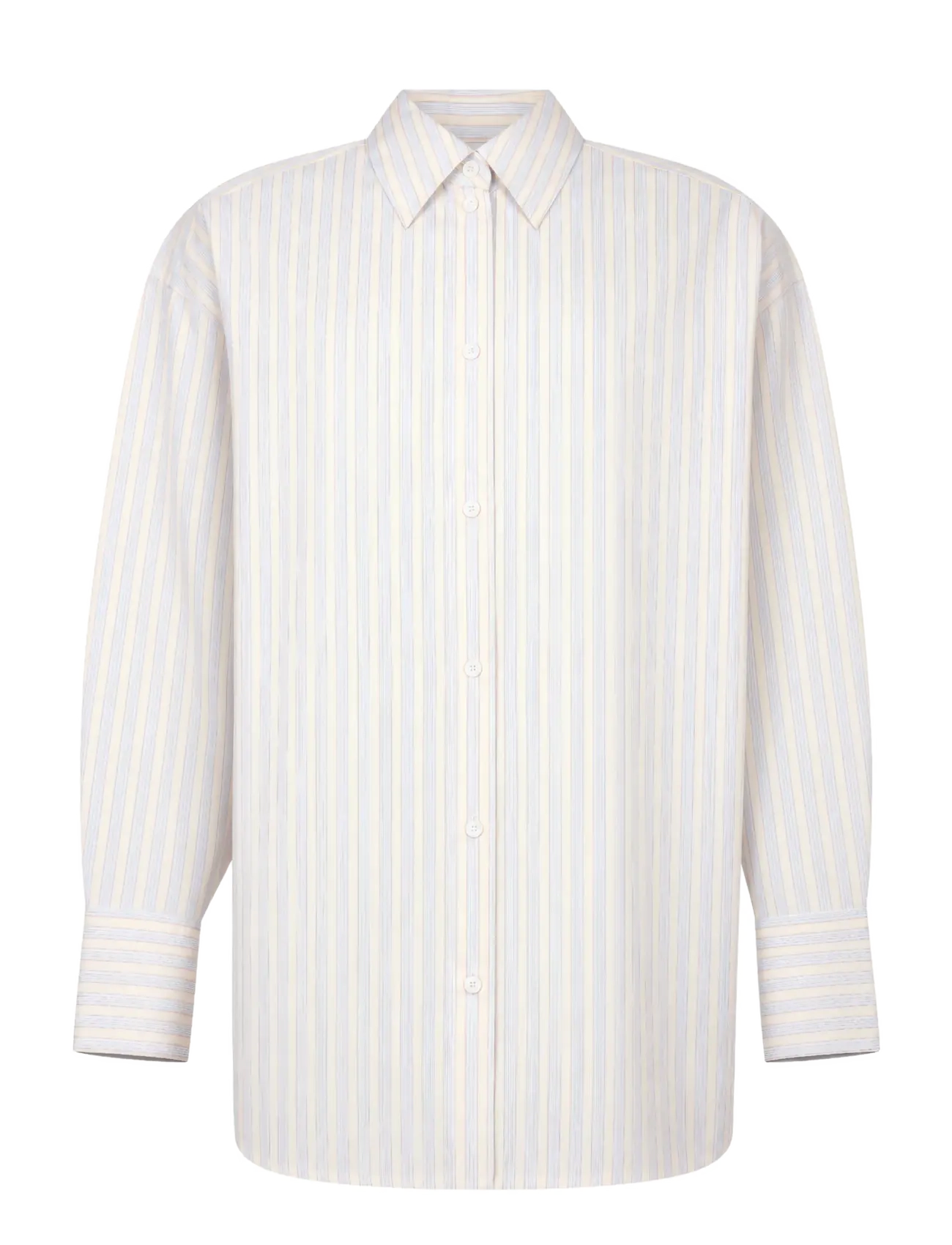 TOTEME Signature Striped Cotton Shirt - Transitional Layering - MULTICOLORED / cream