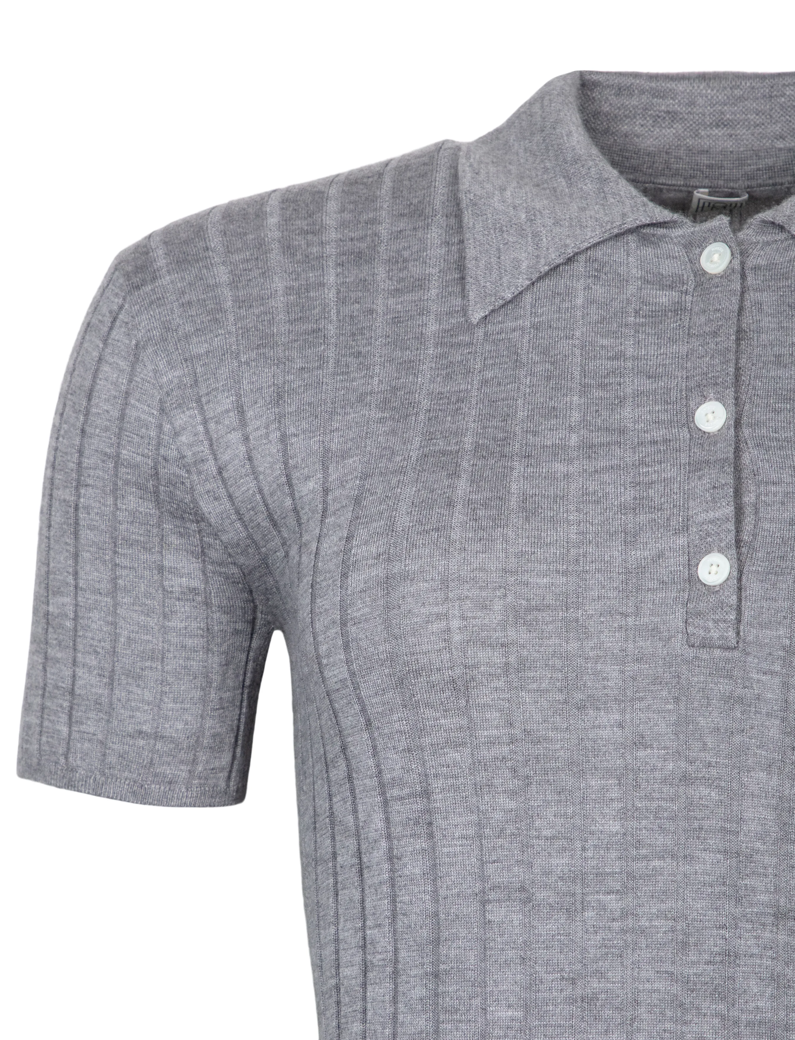TOTEME - Ribbed Cashmere And Silk Polo Shirt - cashmere - grey - 2