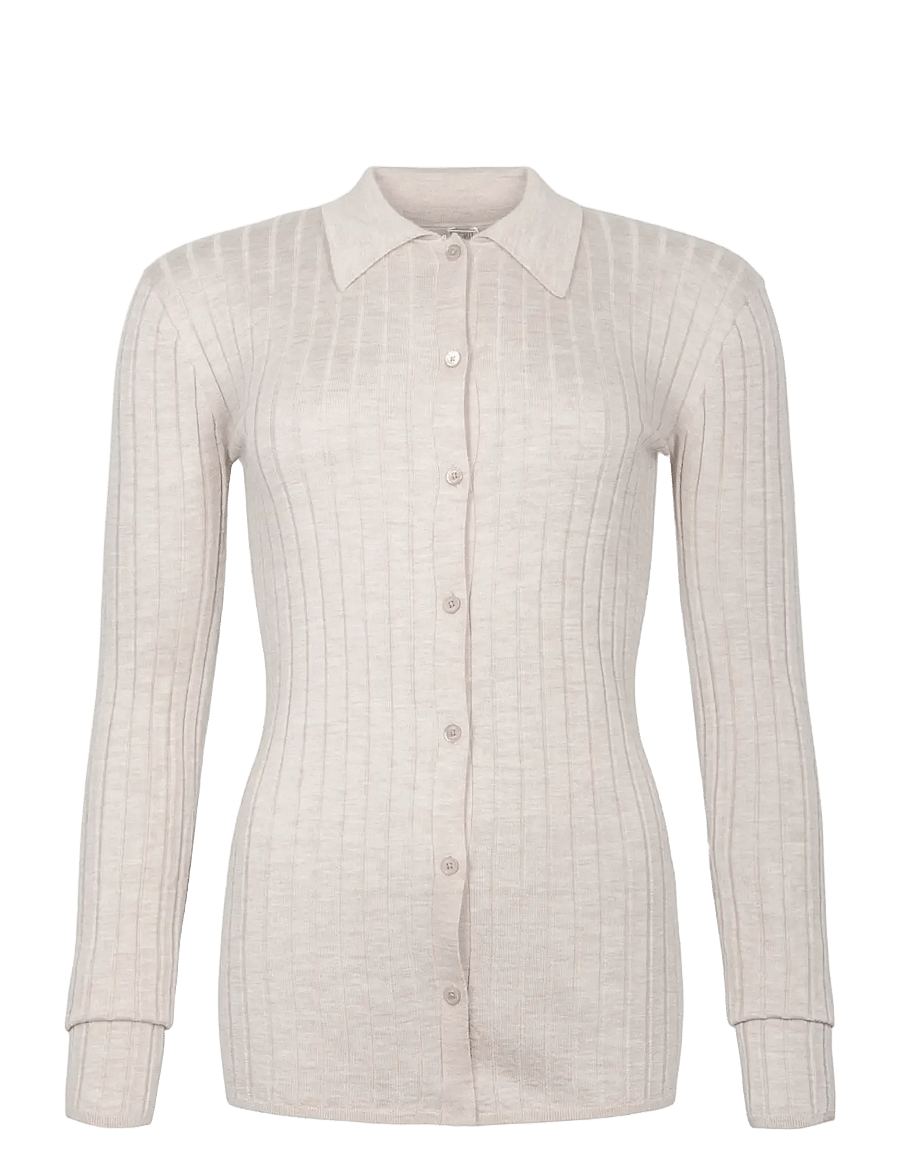 TOTEME - Slim ribbed shirt - cashmere - white - 0