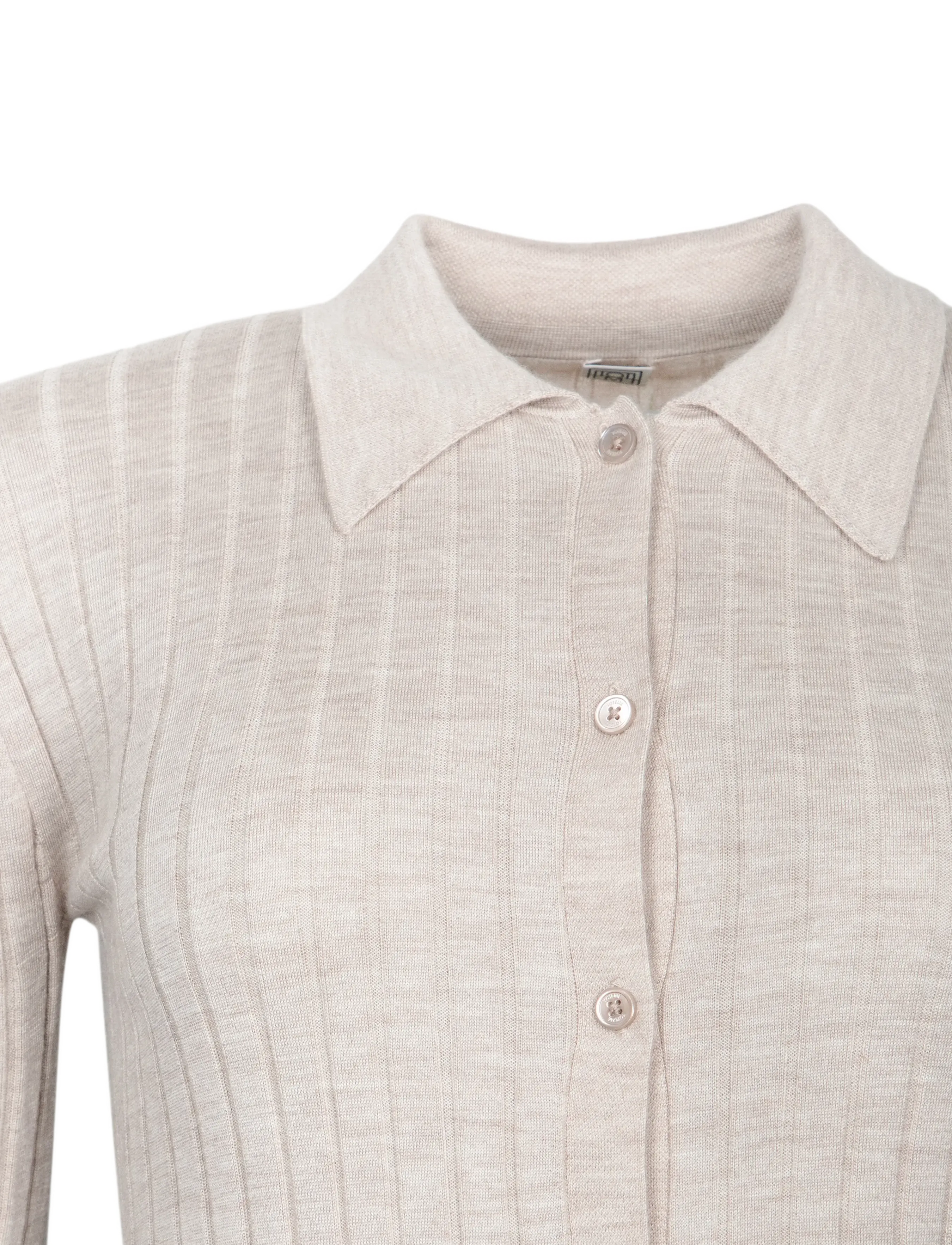 TOTEME - Slim ribbed shirt - cashmere - white - 2