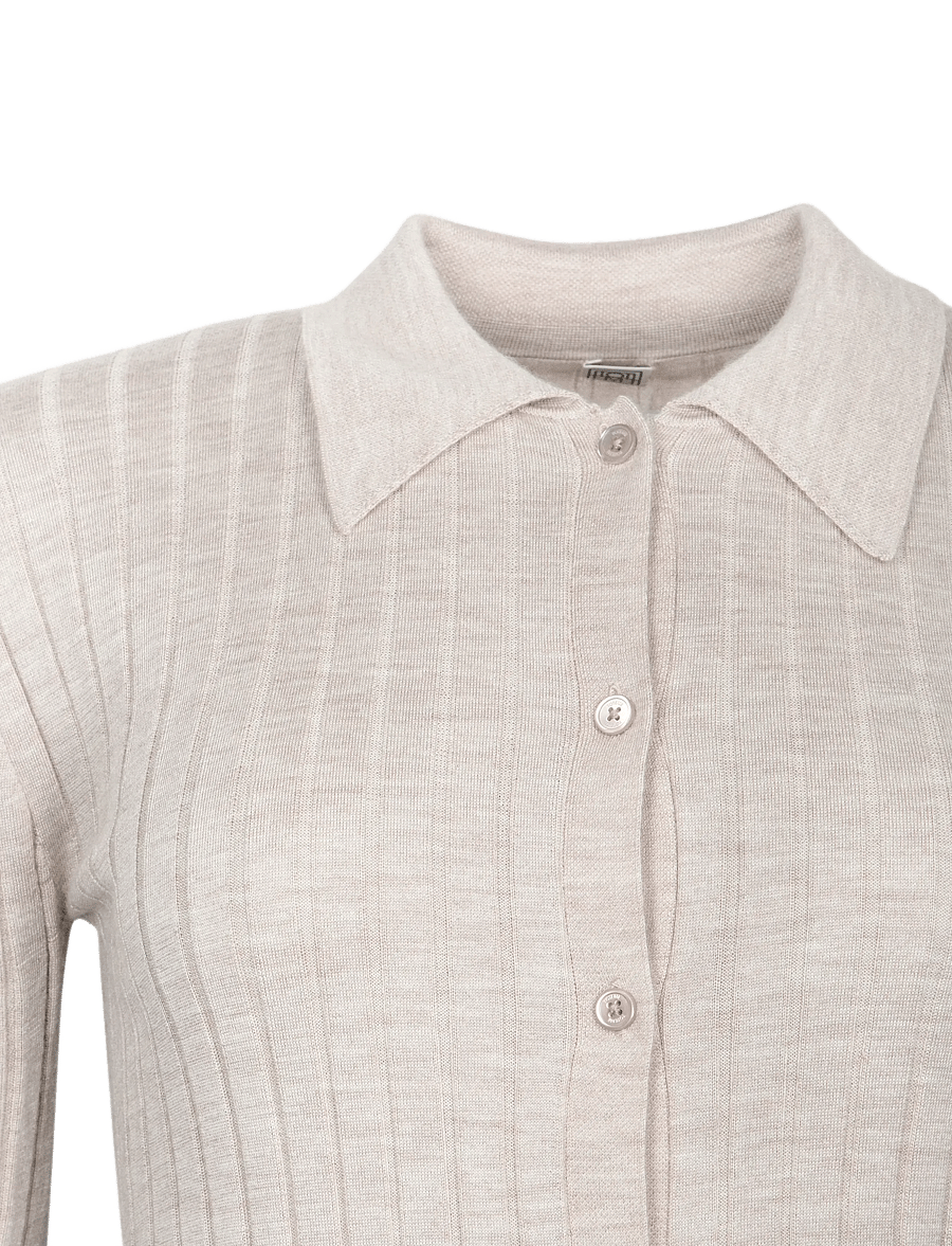 TOTEME - Slim ribbed shirt - cashmere - white - 2