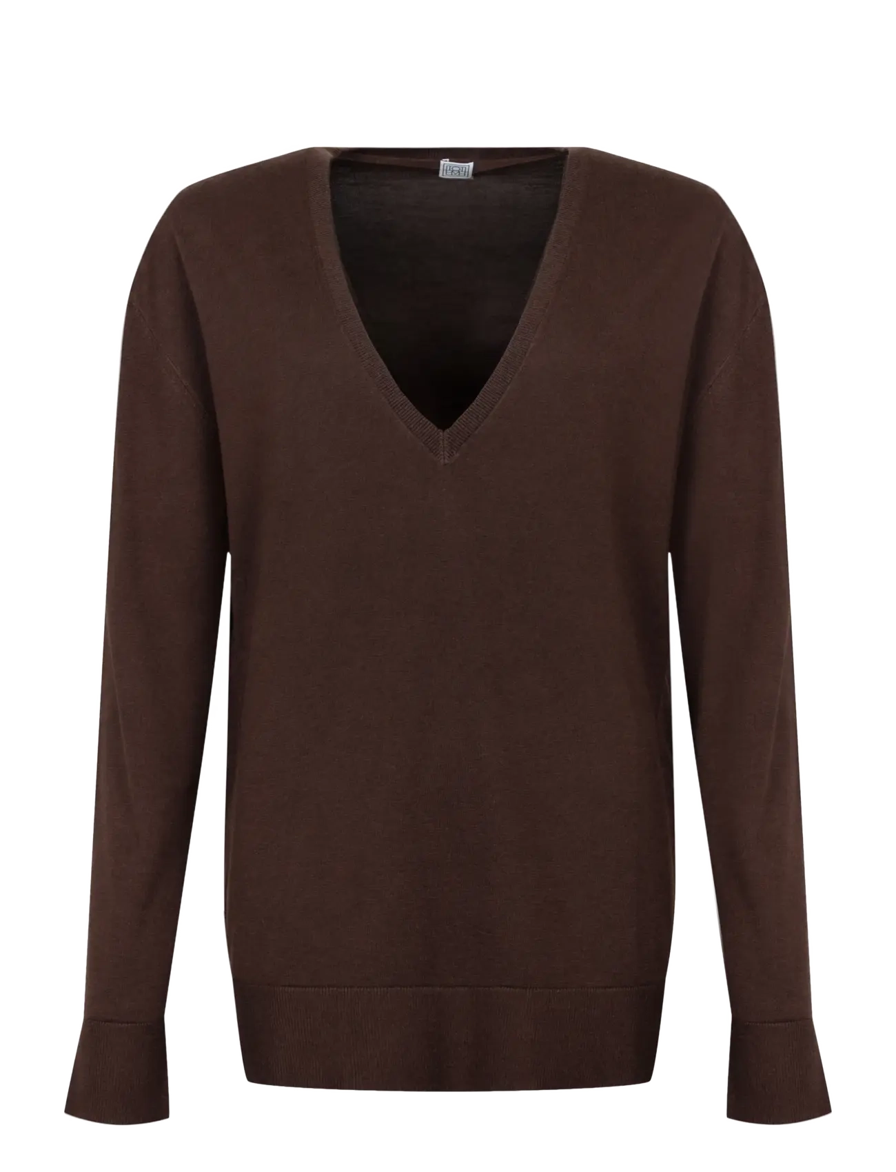 TOTEME Fine V Neck Knit Sweater - Strik - BROWN / brown