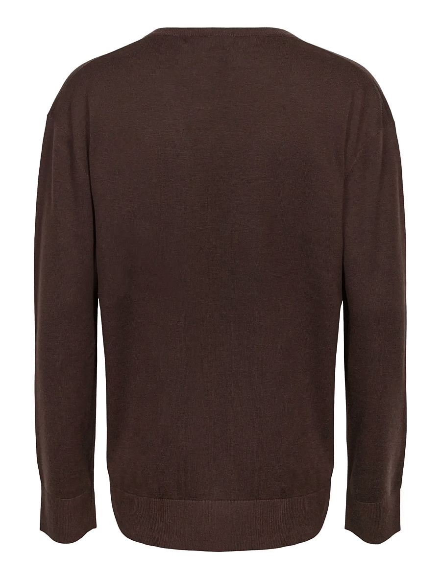 TOTEME - Fine V Neck Knit Sweater - kashmir - brown - 1