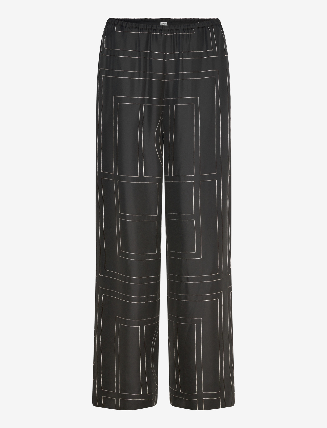 TOTEME - MONOGRAM SILK PJ BOTTOMS - hosen mit weitem bein - black - 0