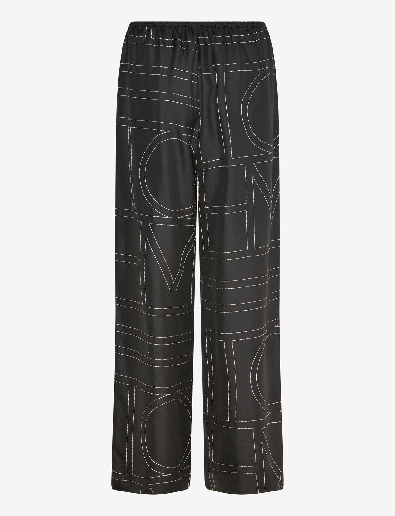 TOTEME - MONOGRAM SILK PJ BOTTOMS - hosen mit weitem bein - black - 1