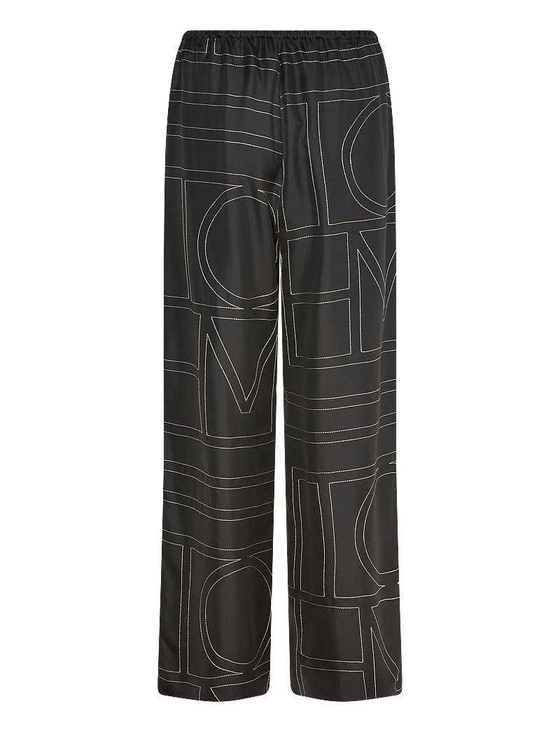 TOTEME - MONOGRAM SILK PJ BOTTOMS - hosen mit weitem bein - black - 1