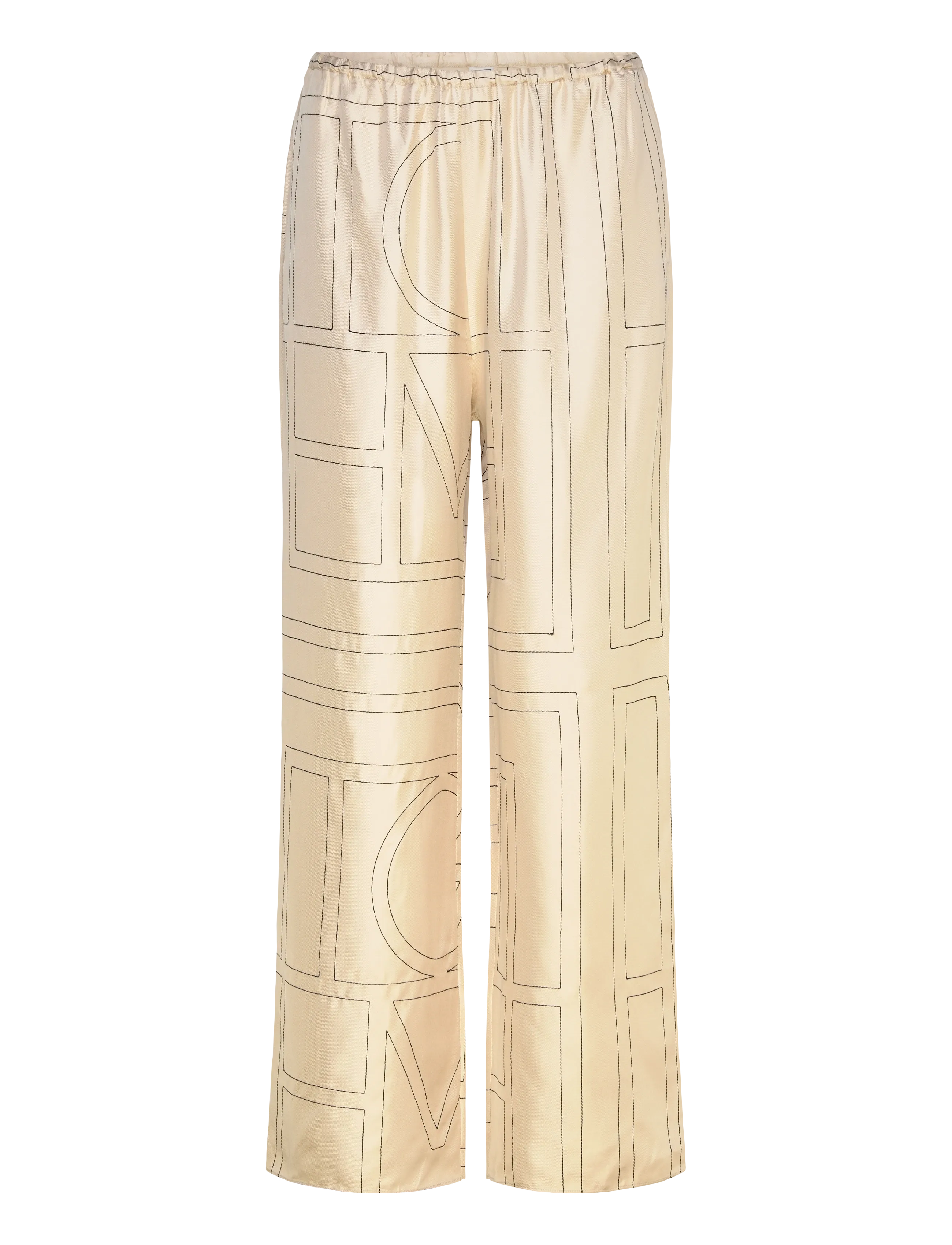 TOTEME MONOGRAM SILK PJ BOTTOMS - TOTEME - CREAM / cream