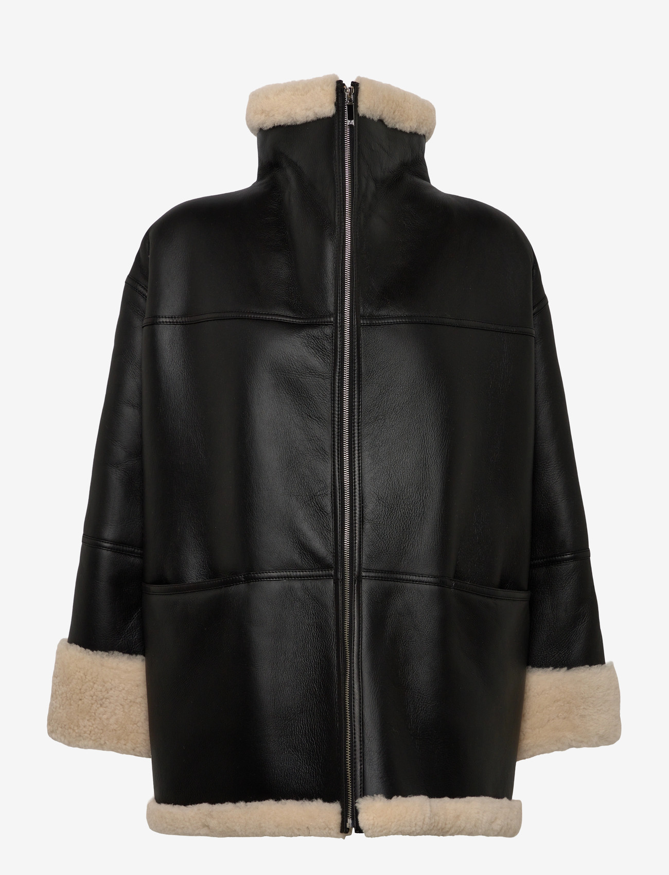 TOTEME - SIGNATURE SHEARLING JACKET - black/off white - 2