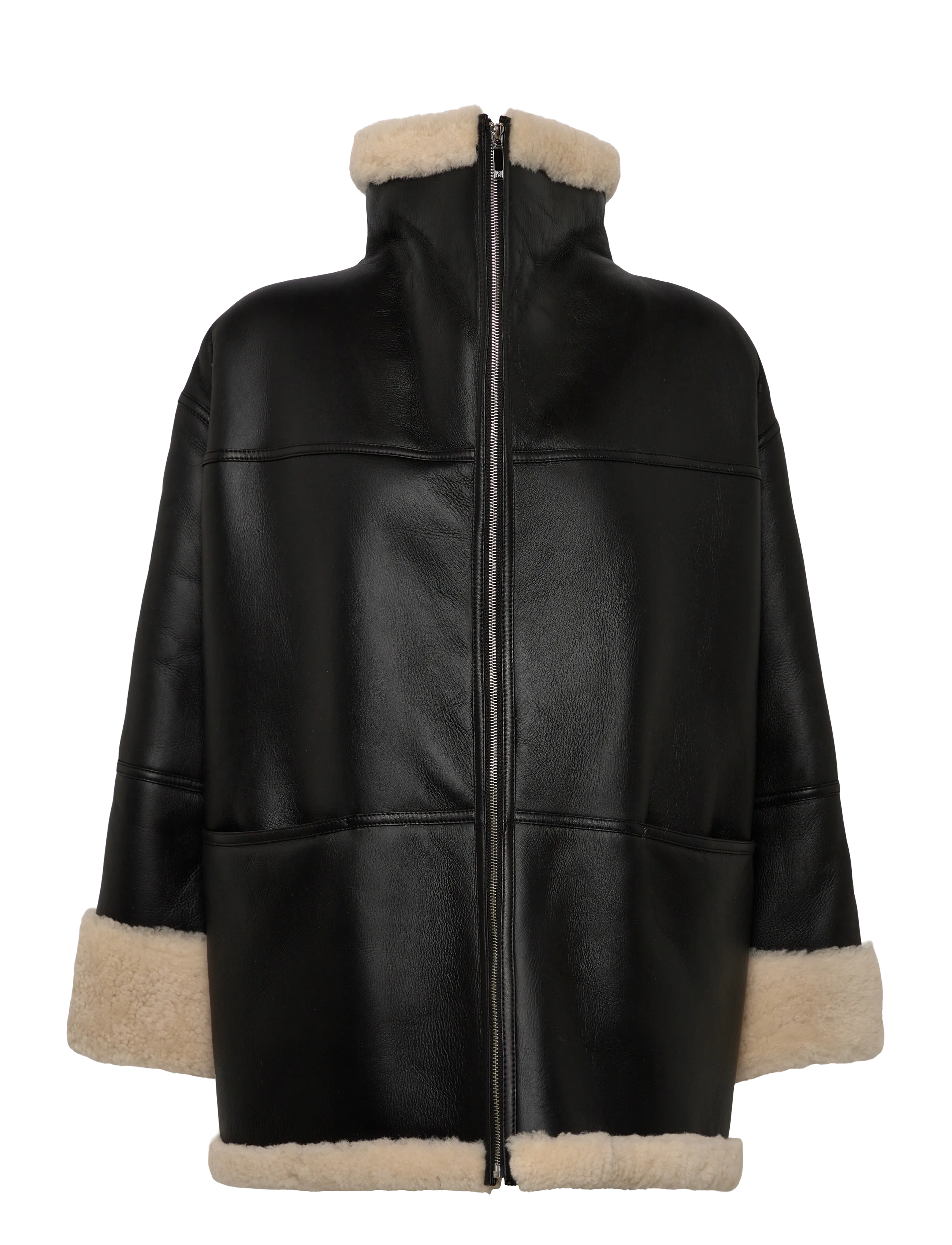 TOTEME - SIGNATURE SHEARLING JACKET - black/off white - 2
