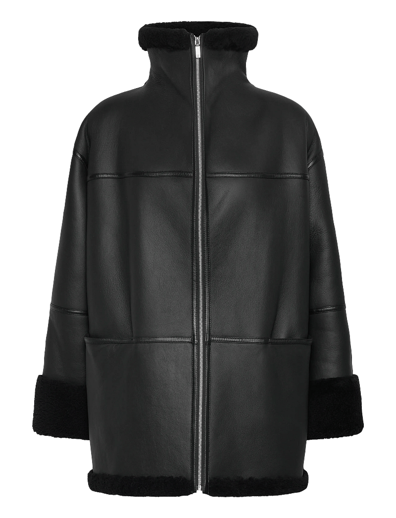 TOTEME - SIGNATURE SHEARLING JACKET - vårjackor - black - 0