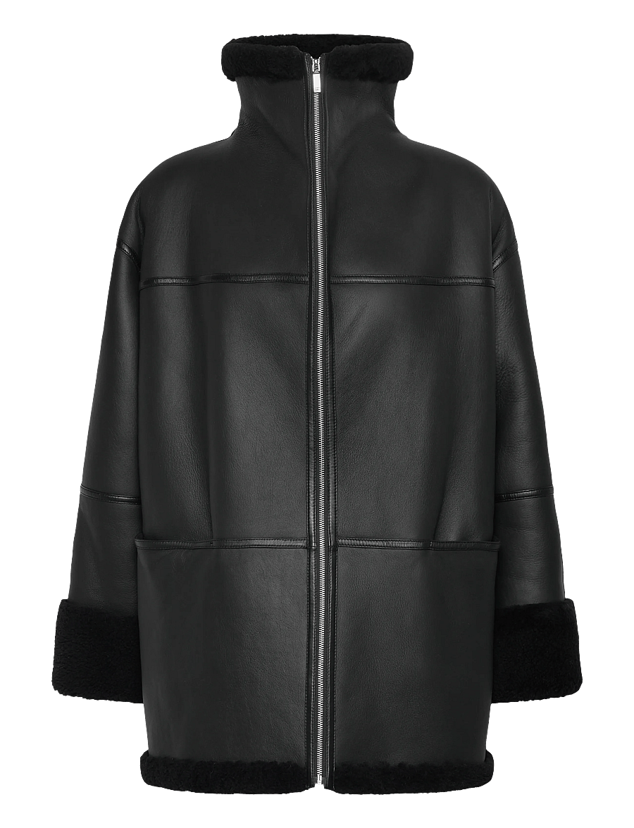 TOTEME - SIGNATURE SHEARLING JACKET - frühlingsjacken - black - 1