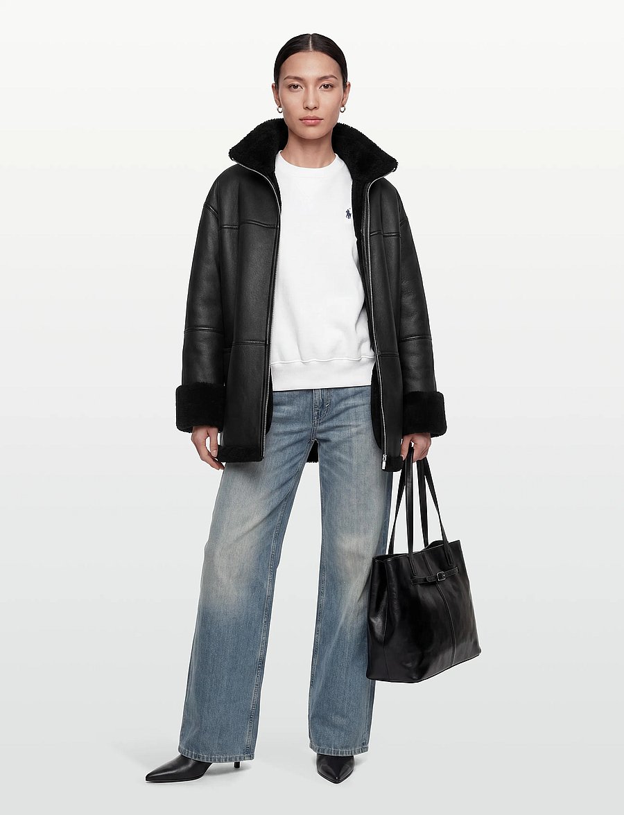 TOTEME - SIGNATURE SHEARLING JACKET - frühlingsjacken - black - 0