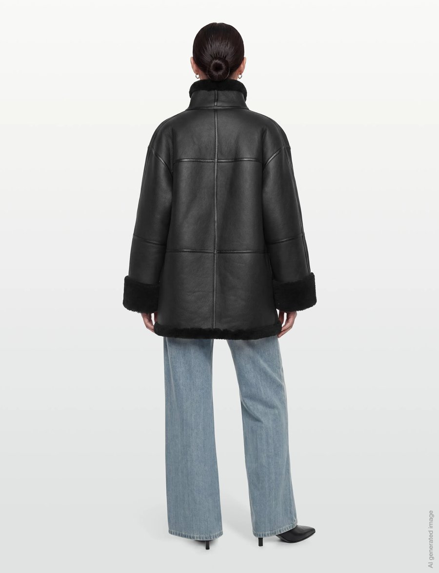 TOTEME - SIGNATURE SHEARLING JACKET - frühlingsjacken - black - 5