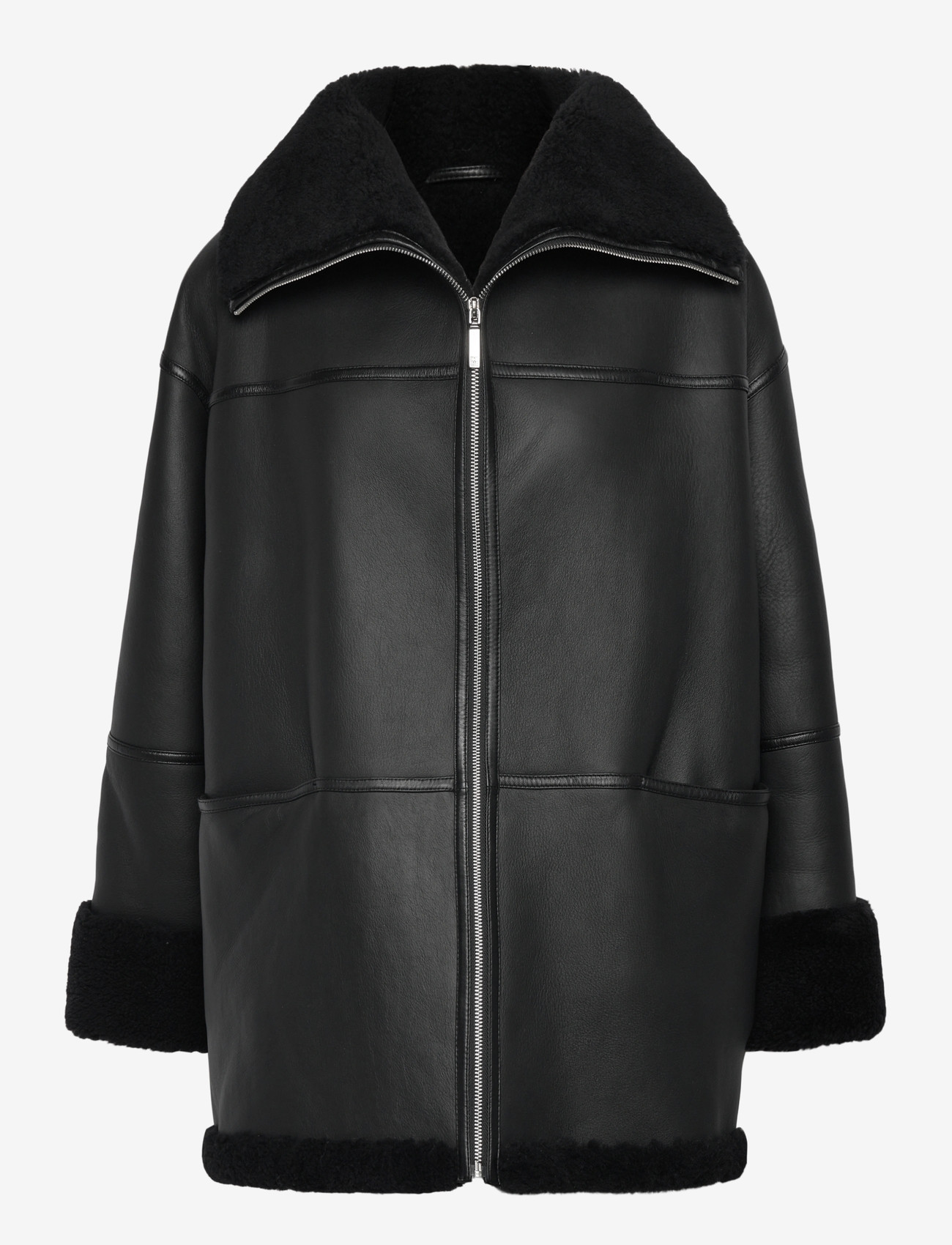TOTEME - SIGNATURE SHEARLING JACKET - vårjackor - black - 2