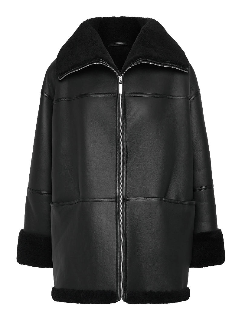 TOTEME - SIGNATURE SHEARLING JACKET - vårjackor - black - 2