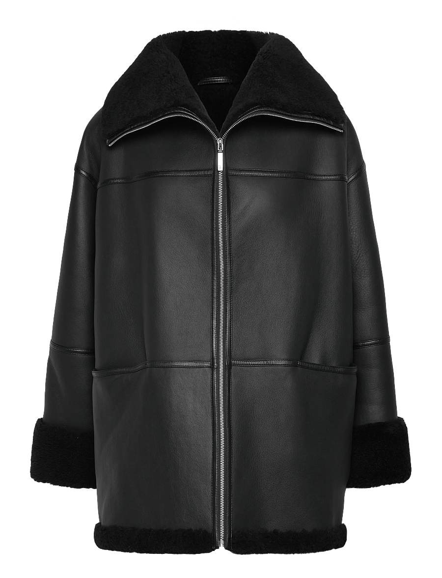 TOTEME - SIGNATURE SHEARLING JACKET - frühlingsjacken - black - 3