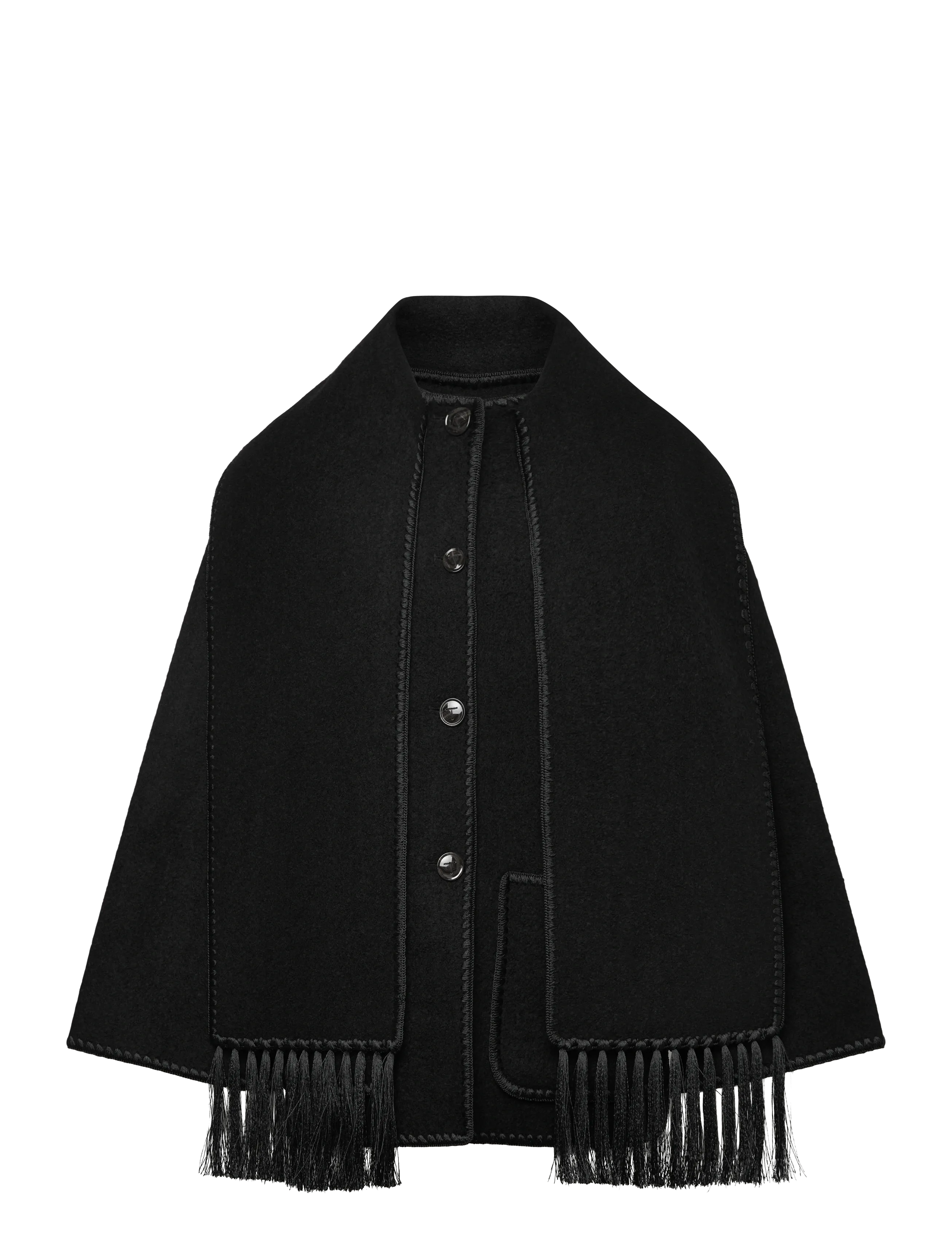 TOTEME EMBROIDERED SCARF JACKET - TOTEME - BLACK / black