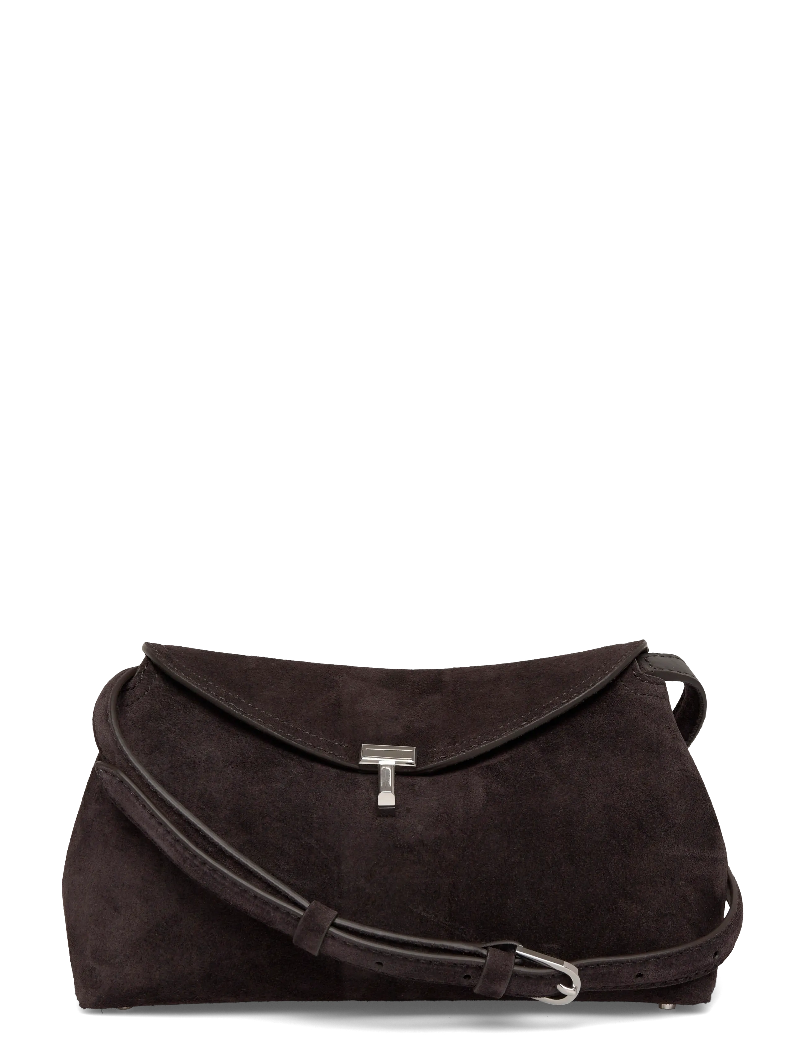 TOTEME T-LOCK SUEDE CLUTCH - Dizainerių prekės - ESPRESSO / brown