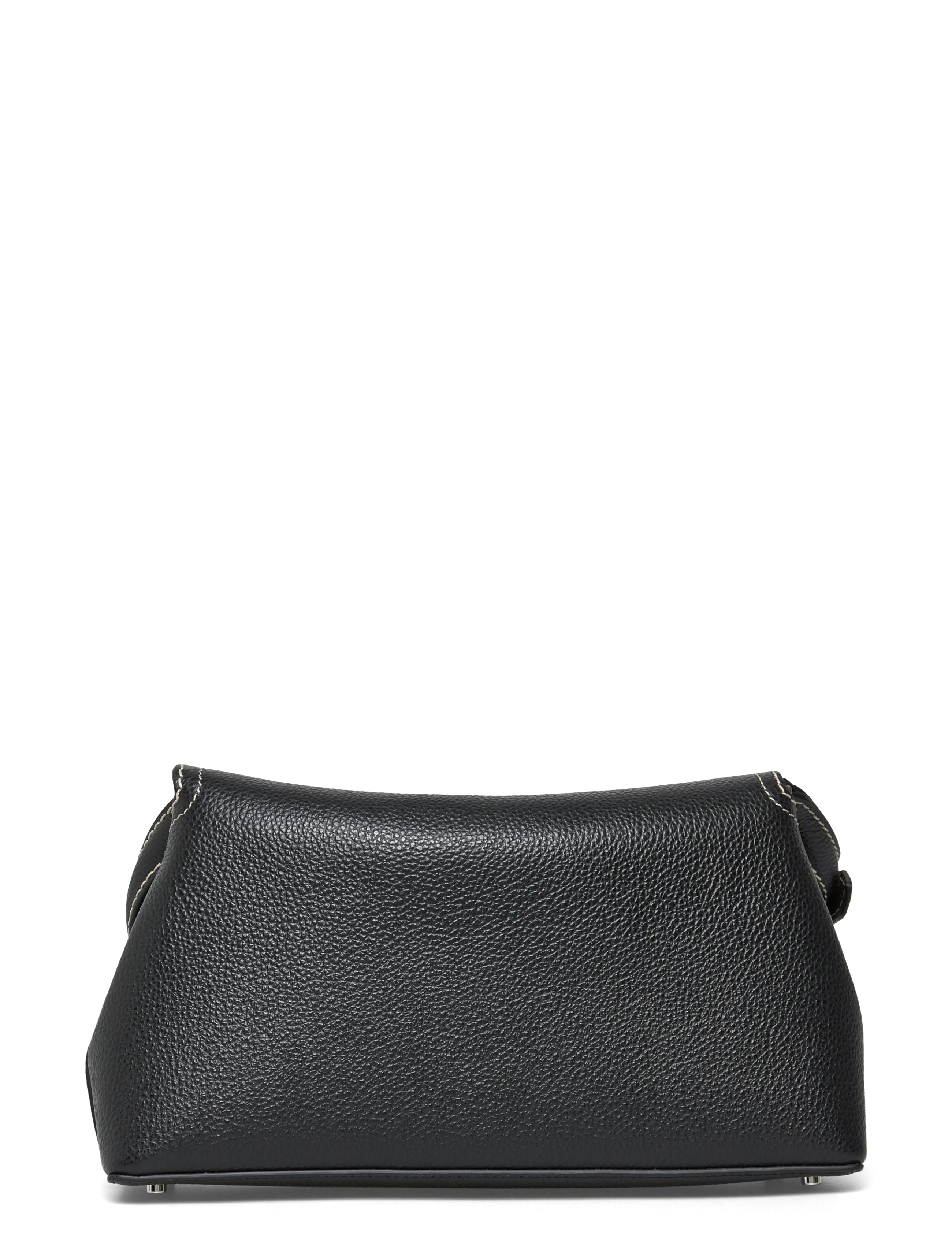 TOTEME - T-LOCK GRAINED-LEATHER CLUTCH - black - 1