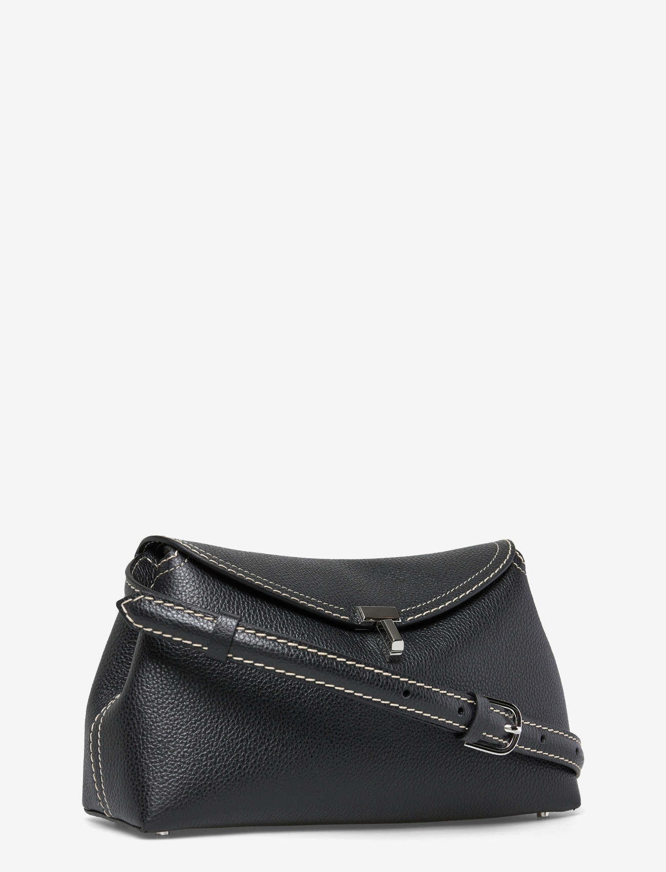 TOTEME - T-LOCK GRAINED-LEATHER CLUTCH - top handle tasker - black - 2