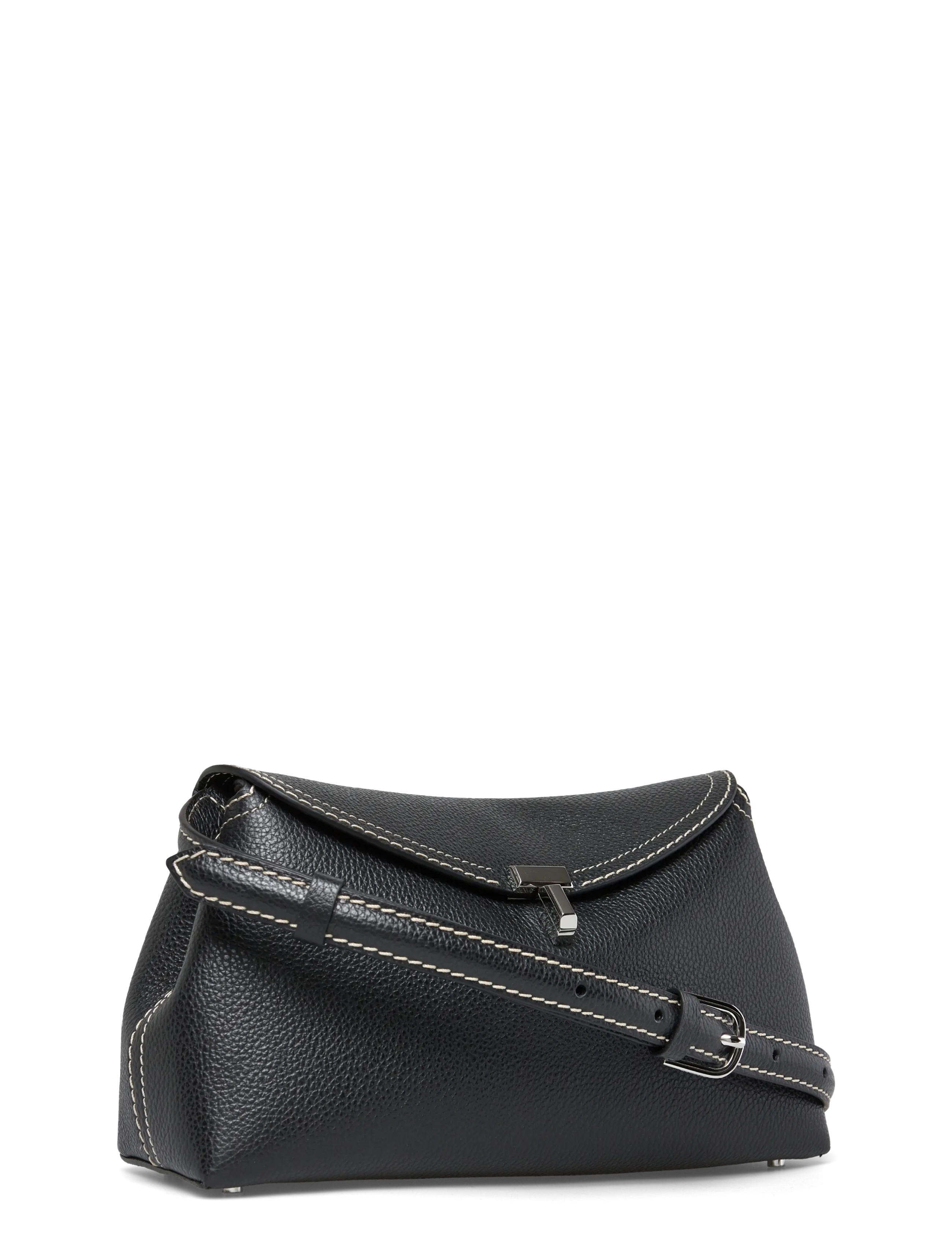 TOTEME - T-LOCK GRAINED-LEATHER CLUTCH - black - 2