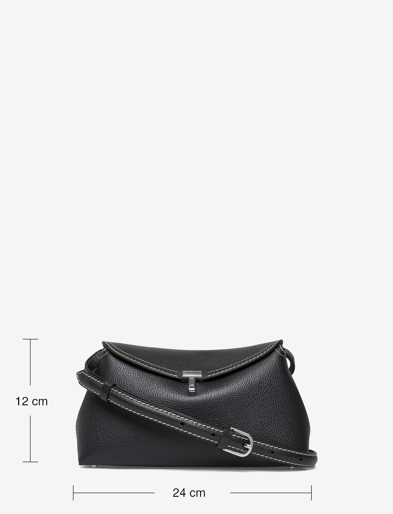 TOTEME - T-LOCK GRAINED-LEATHER CLUTCH - top handle tasker - black - 3