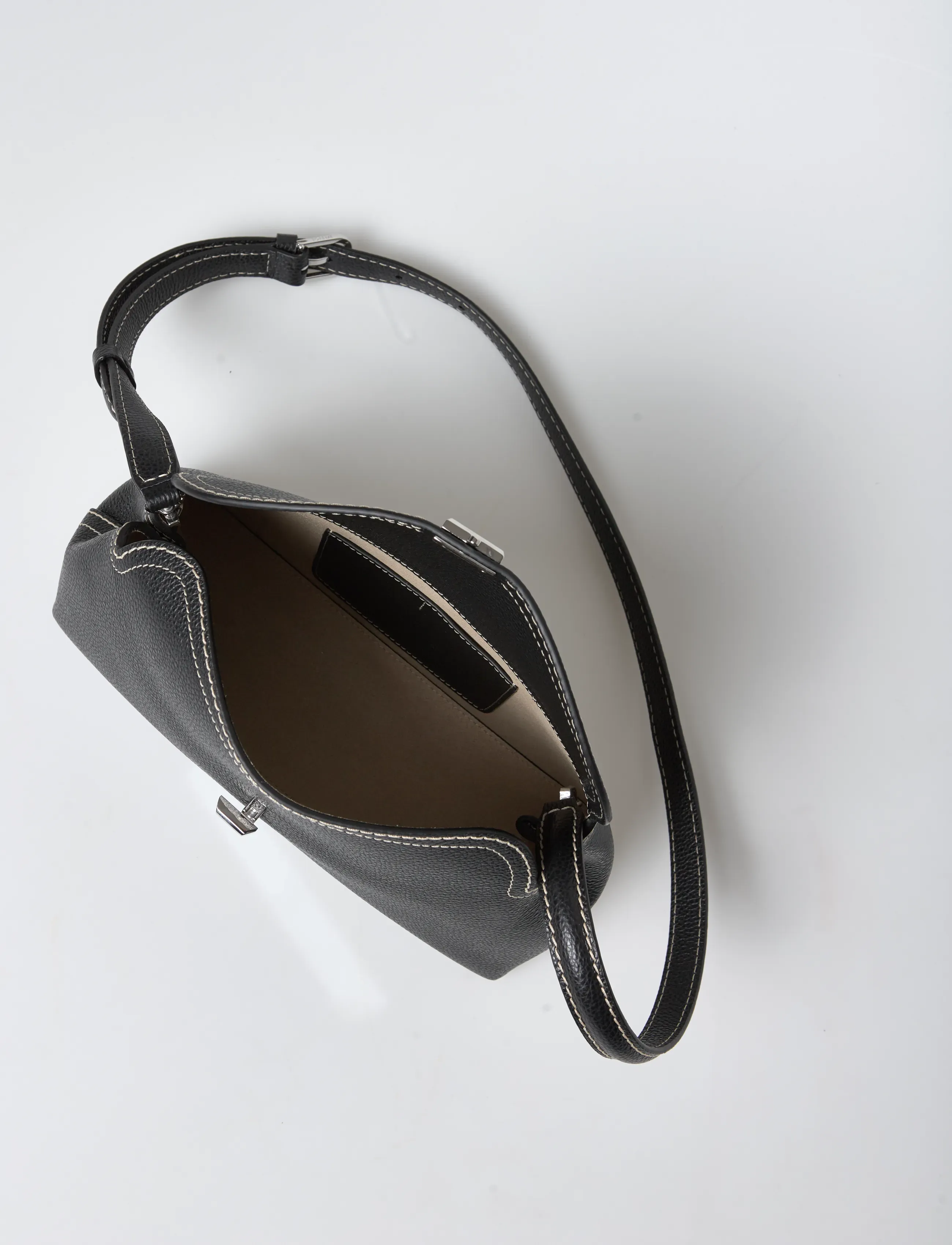 TOTEME - T-LOCK GRAINED-LEATHER CLUTCH - black - 5