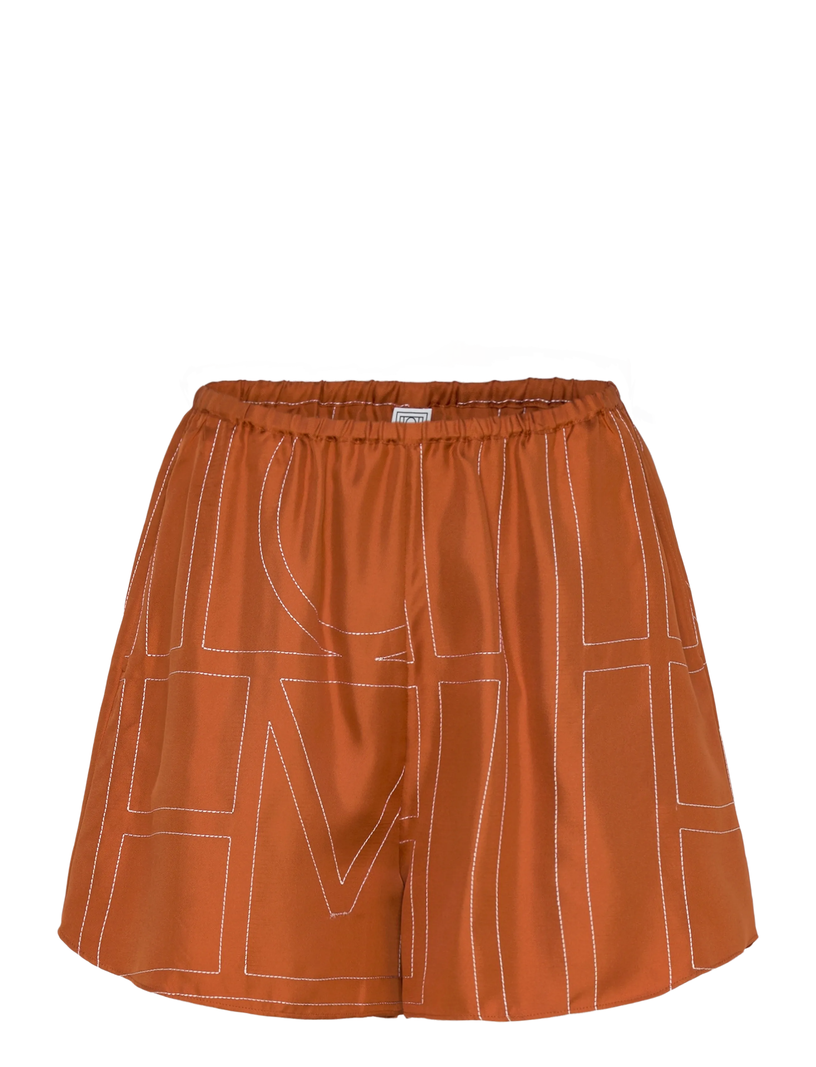 TOTEME MONOGRAM SILK PJ SHORTS - Dizainerių prekės - TERRACOTTA / orange