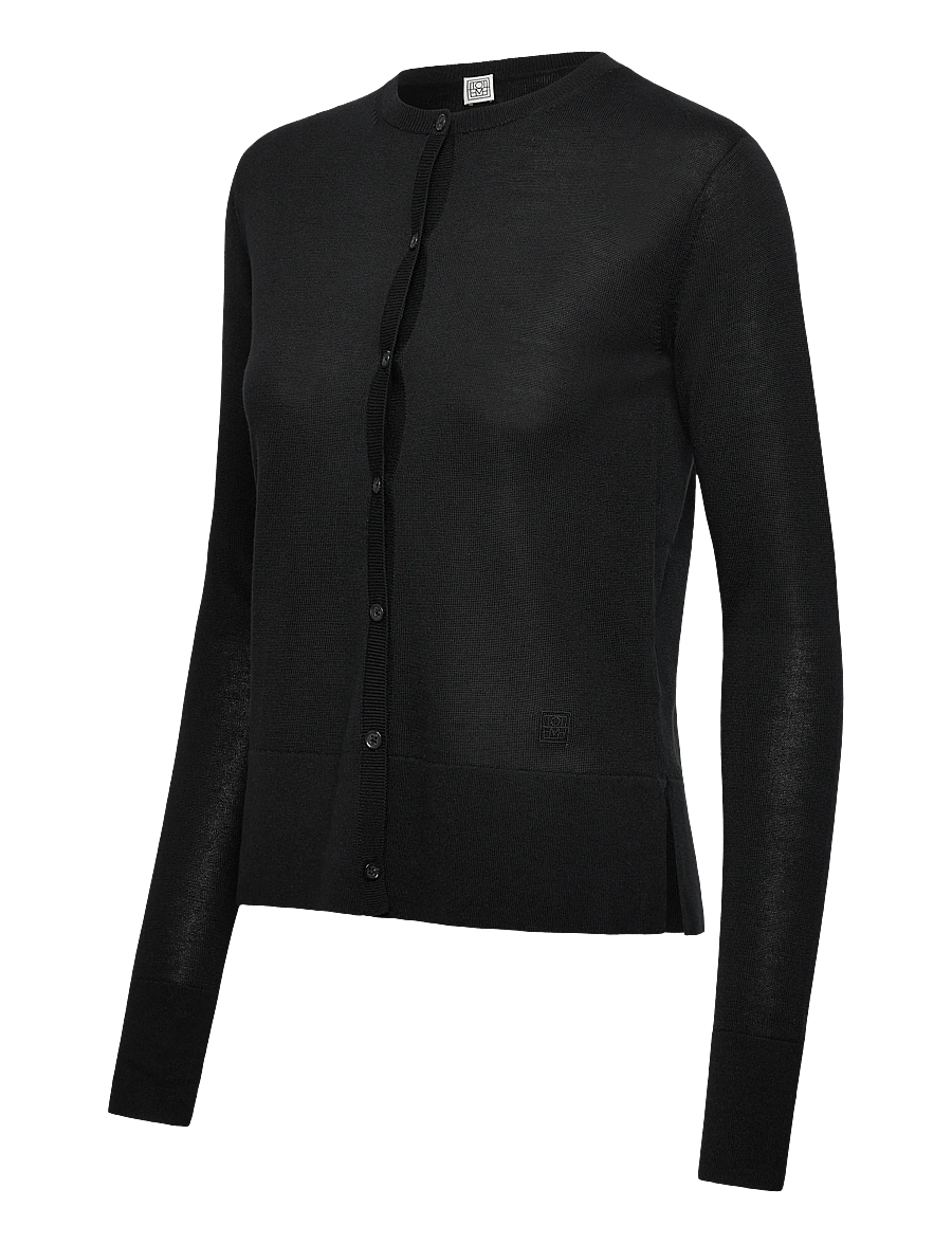 TOTEME - FINE KNIT CARDIGAN - cardigans - black - 2