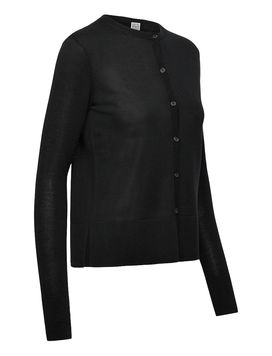 TOTEME - FINE KNIT CARDIGAN - cardigans - black - 3