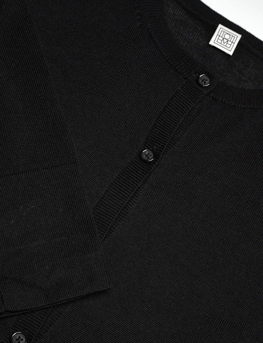 TOTEME - FINE KNIT CARDIGAN - cardigans - black - 4