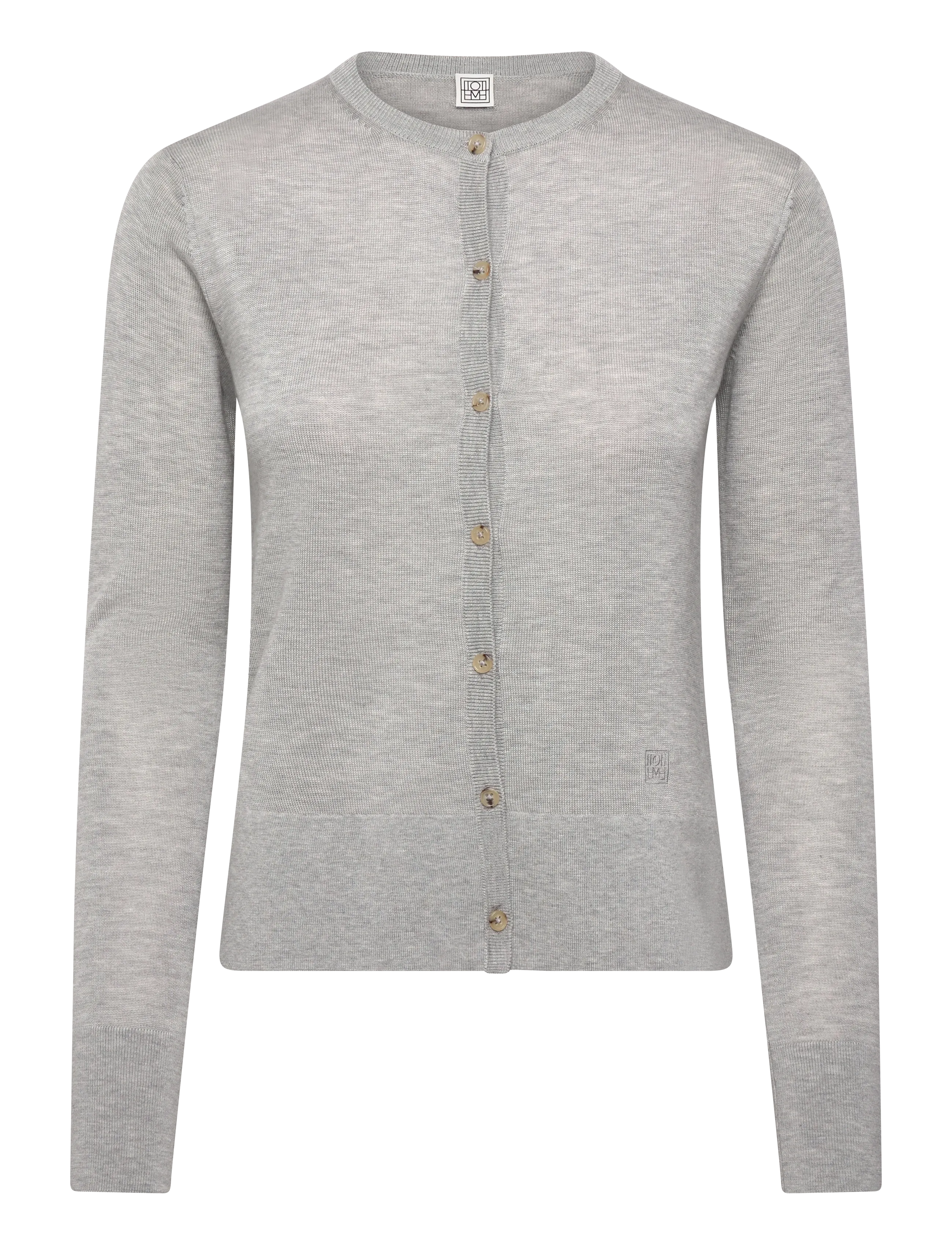 TOTEME FINE KNIT CARDIGAN - TOTEME - GREY MELANGE / grey