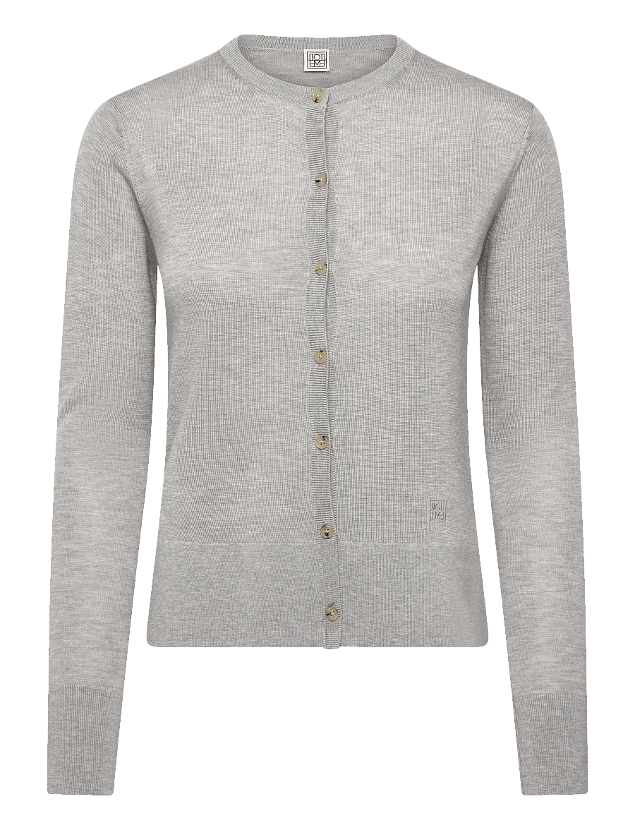 TOTEME - FINE KNIT CARDIGAN - cashmere - grey melange - 0