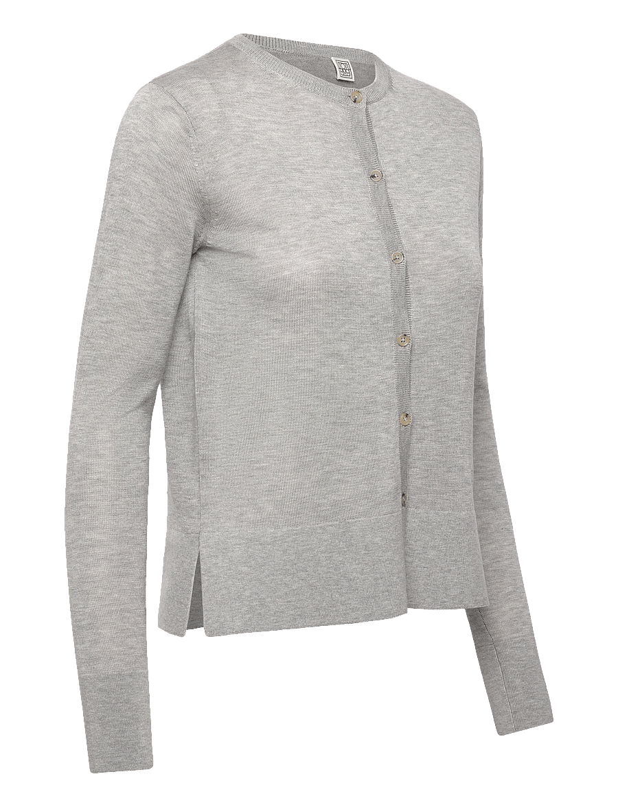 TOTEME - FINE KNIT CARDIGAN - cashmere - grey melange - 3