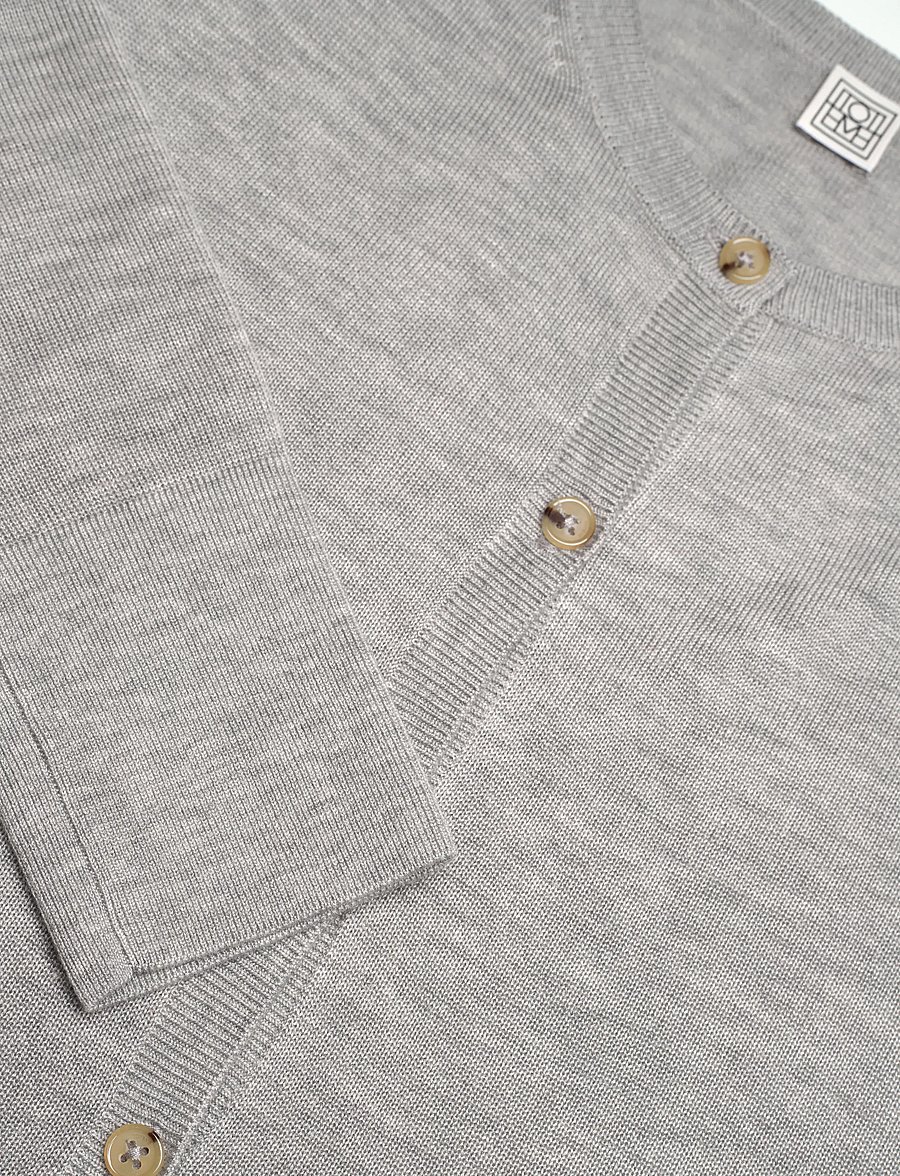 TOTEME - FINE KNIT CARDIGAN - cashmere - grey melange - 4