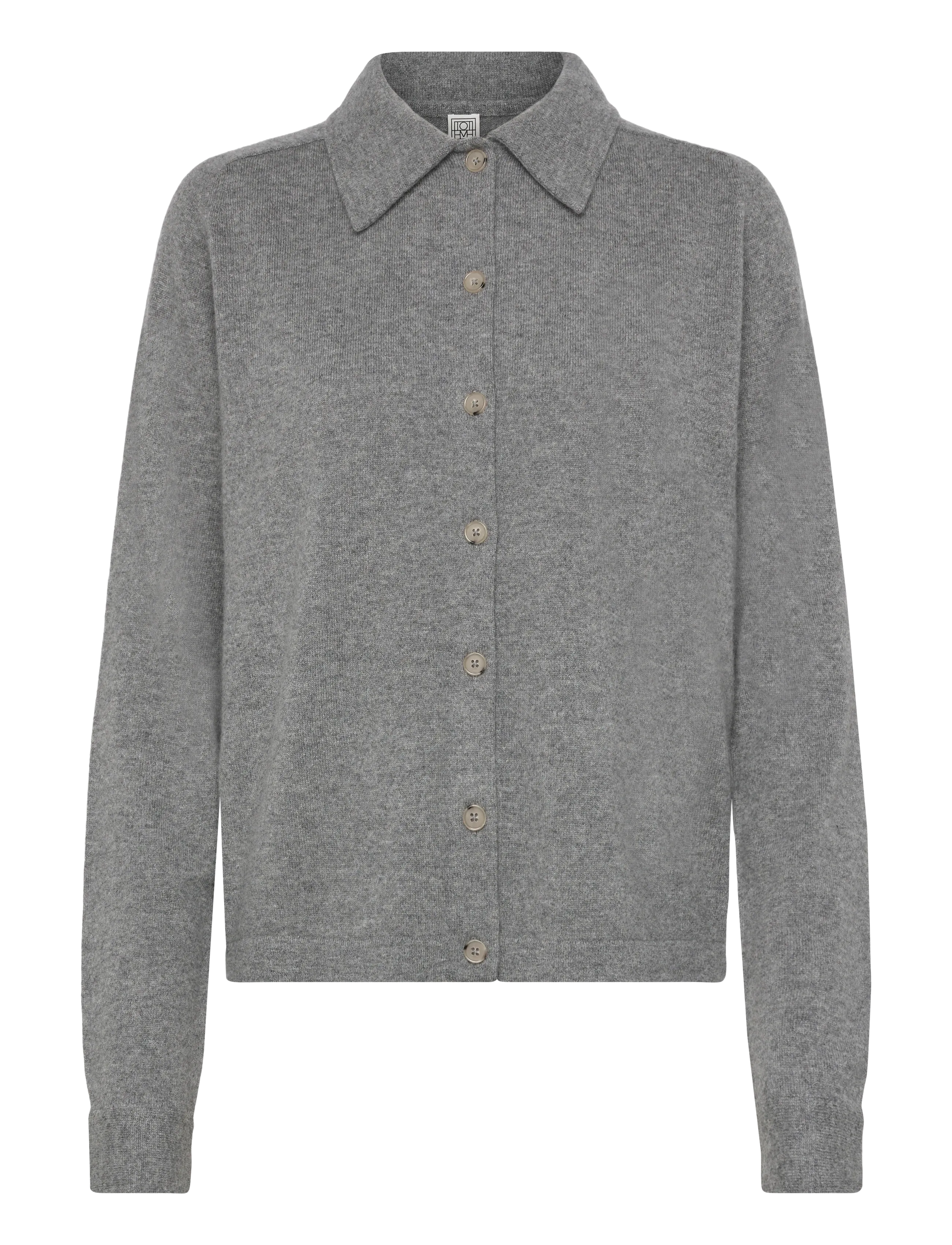 TOTEME RAGLAN-SLEEVE CASHMERE CARDIGAN - Transitional Layering - GREY MELANGE / grey