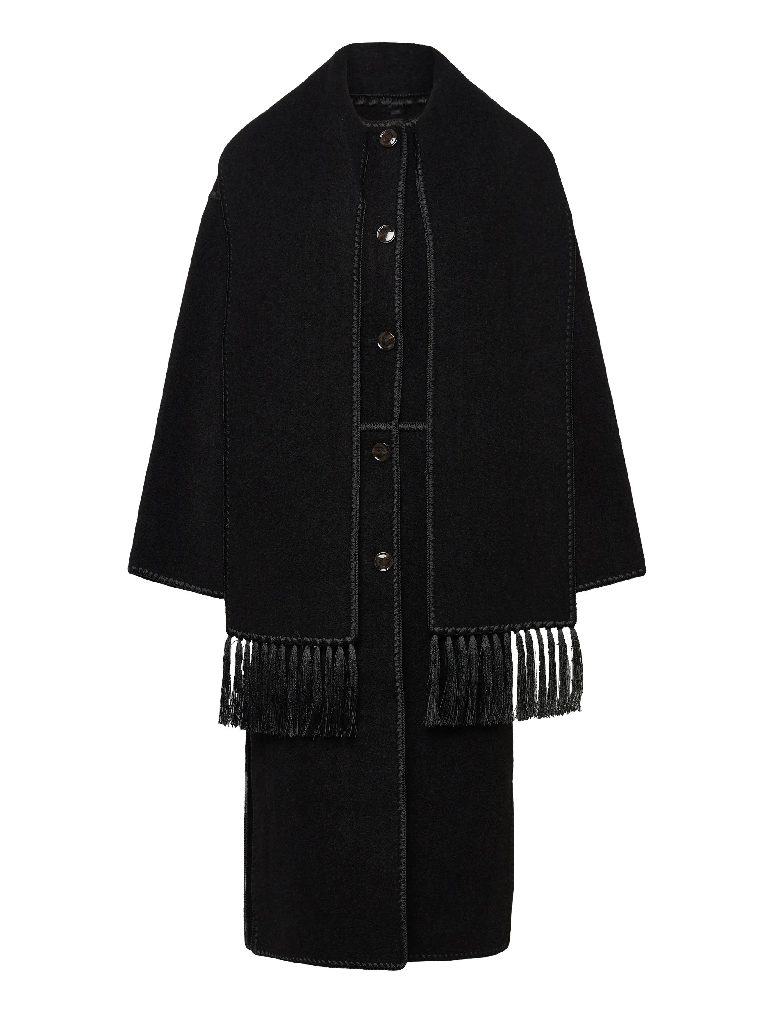 TOTEME EMBROIDERED SCARF COAT - Clothing - BLACK / black