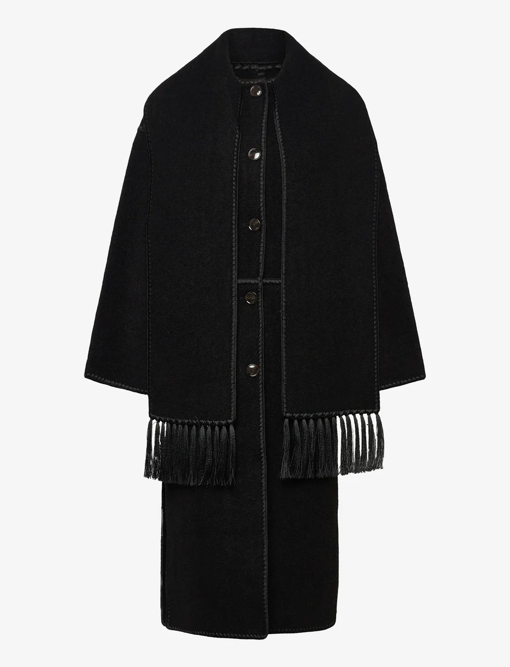 TOTEME - EMBROIDERED SCARF COAT - wełniane płaszcze - black - 0