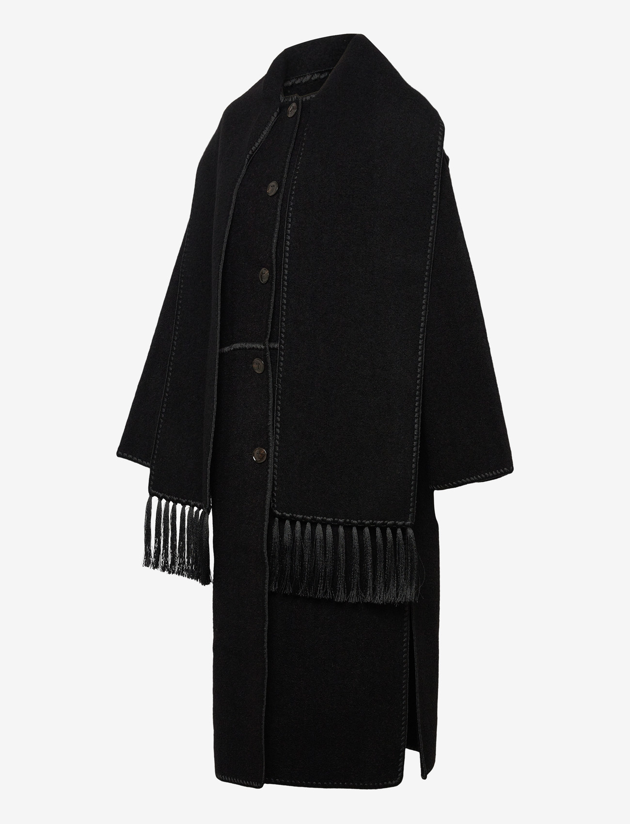 TOTEME - EMBROIDERED SCARF COAT - wollmäntel - black - 2