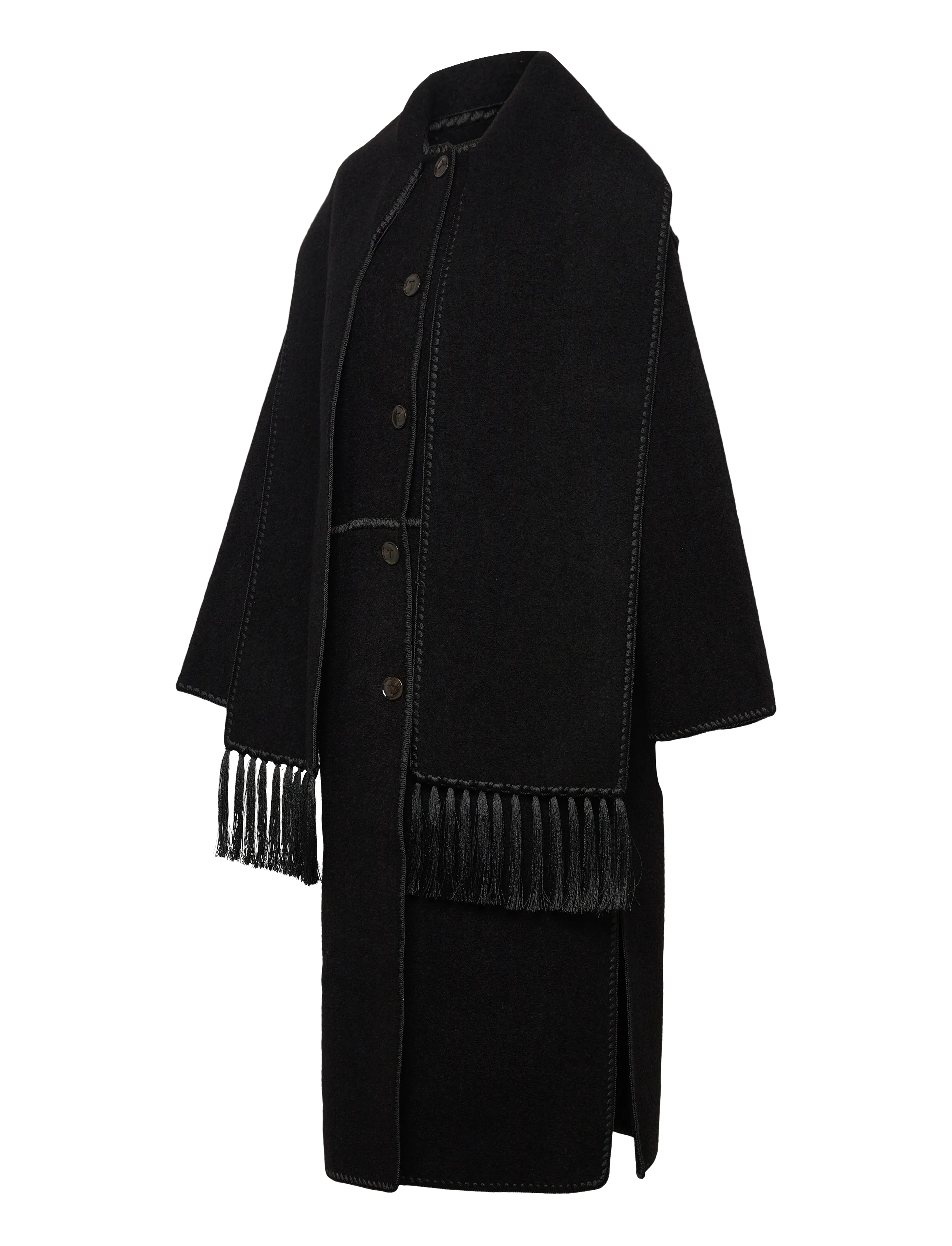 TOTEME - EMBROIDERED SCARF COAT - talvitakit - black - 2
