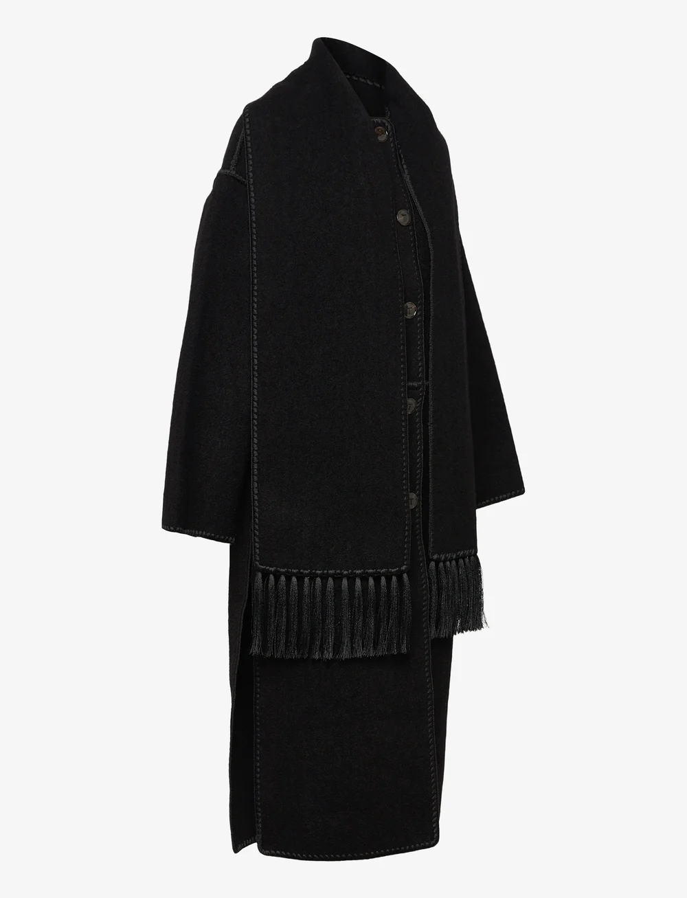 TOTEME - EMBROIDERED SCARF COAT - wełniane płaszcze - black - 3