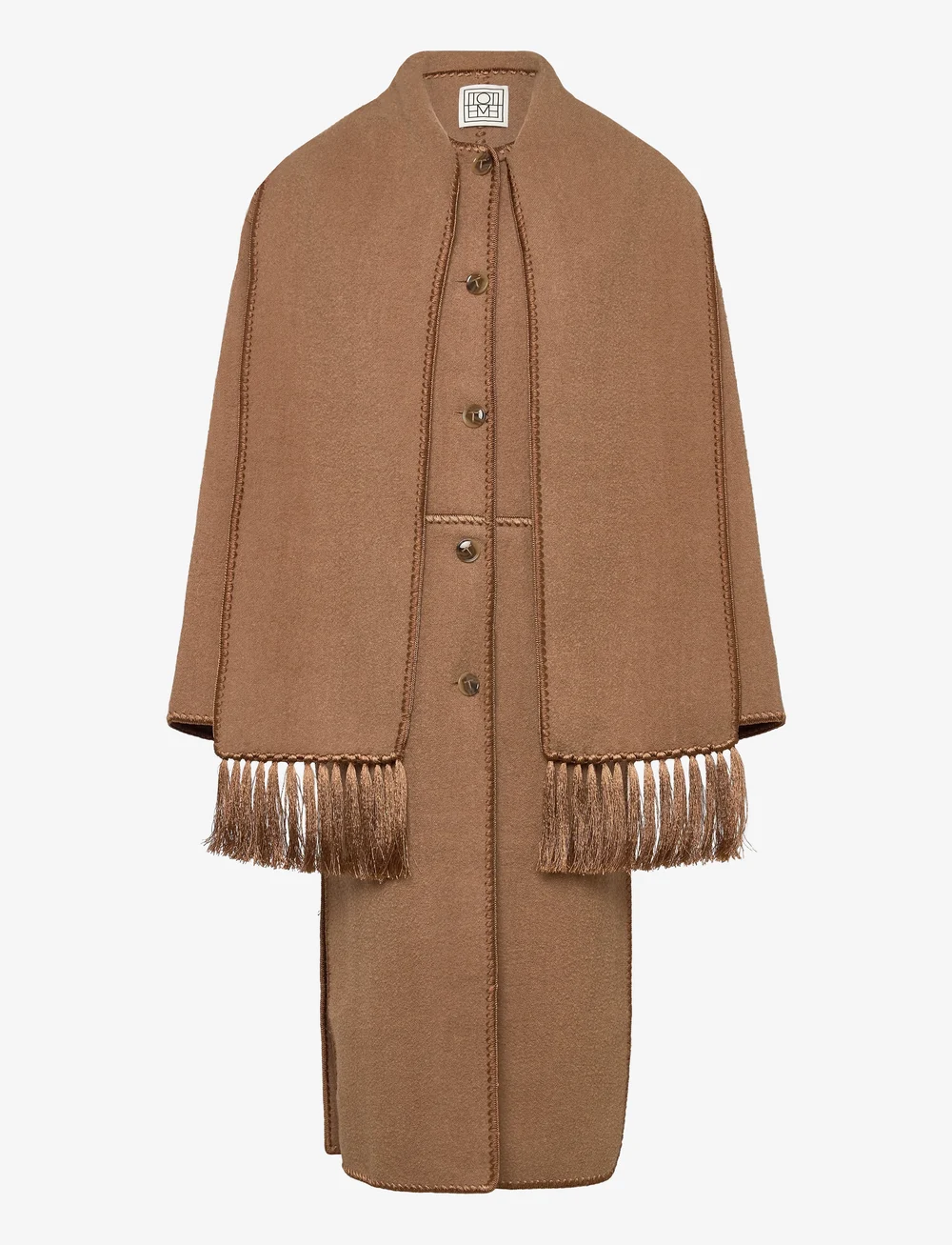 TOTEME - EMBROIDERED SCARF COAT - wool coats - camel - 0