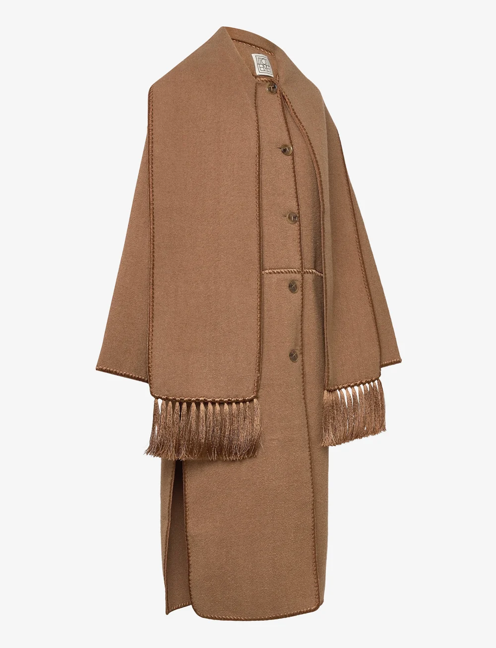 TOTEME - EMBROIDERED SCARF COAT - wool coats - camel - 3