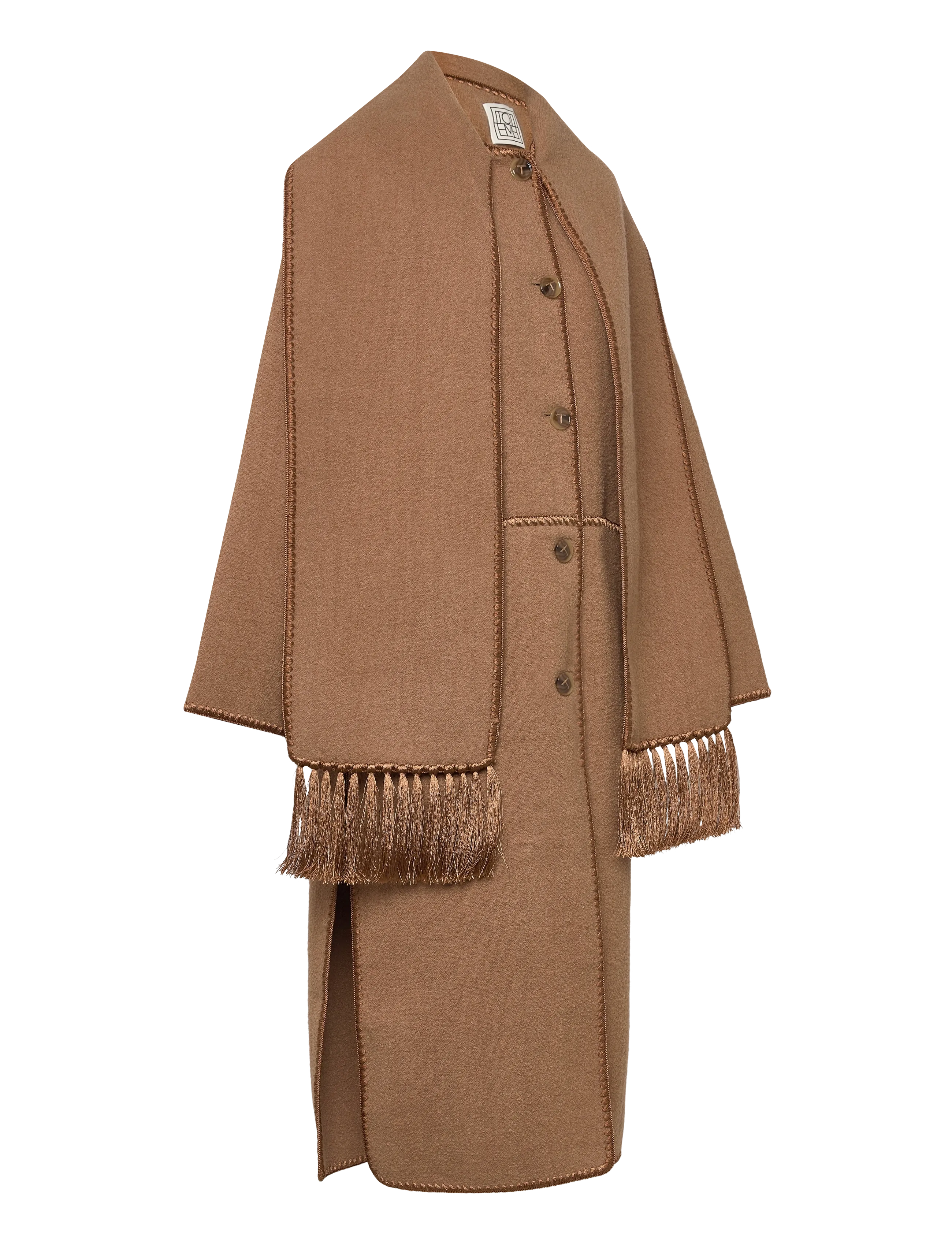 TOTEME - EMBROIDERED SCARF COAT - camel - 3