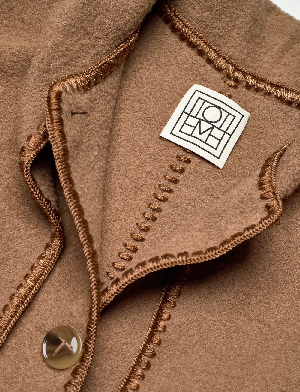 TOTEME - EMBROIDERED SCARF COAT - wool coats - camel - 4