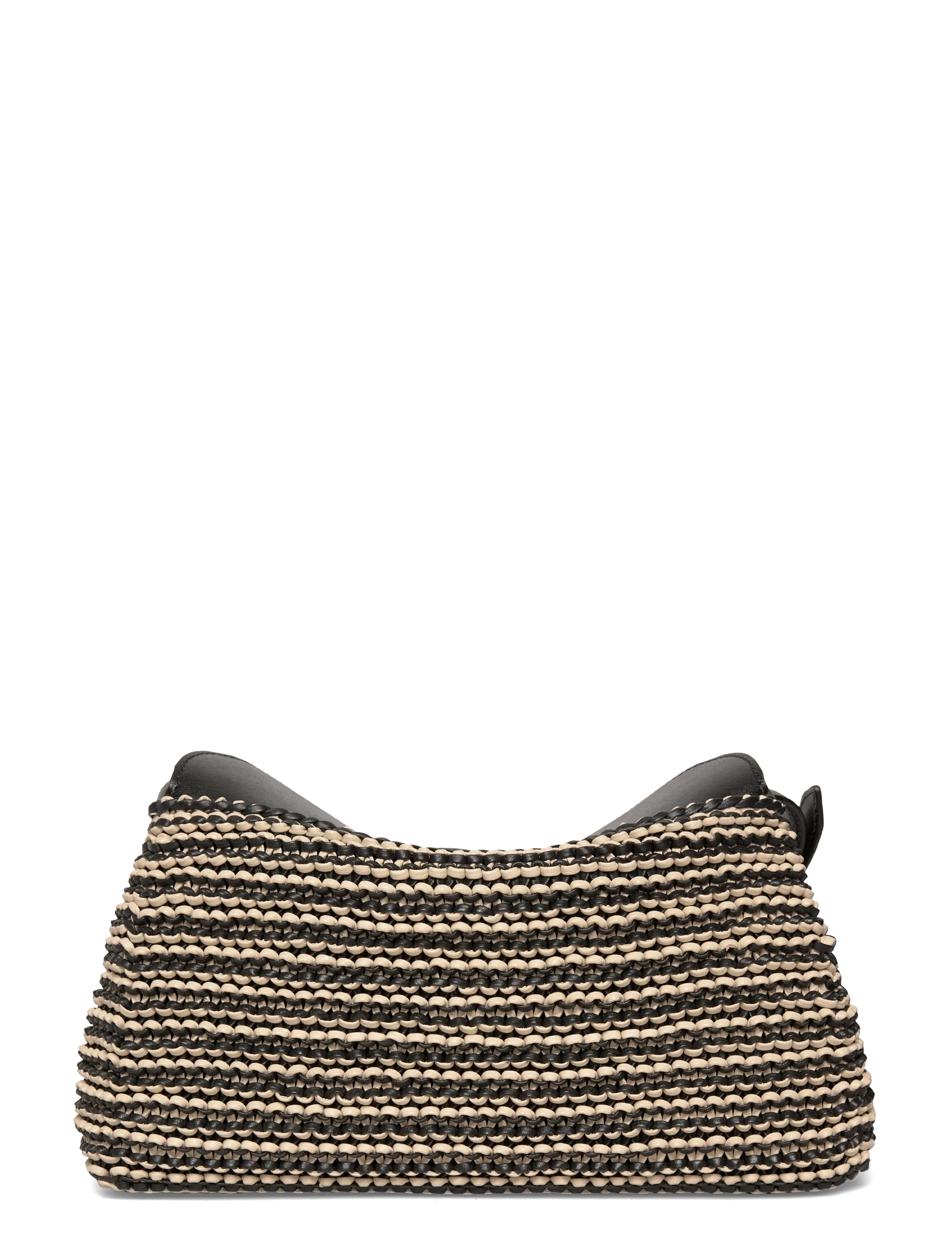 TOTEME - T-LOCK WOVEN-LEATHER CLUTCH - black/sand - 1