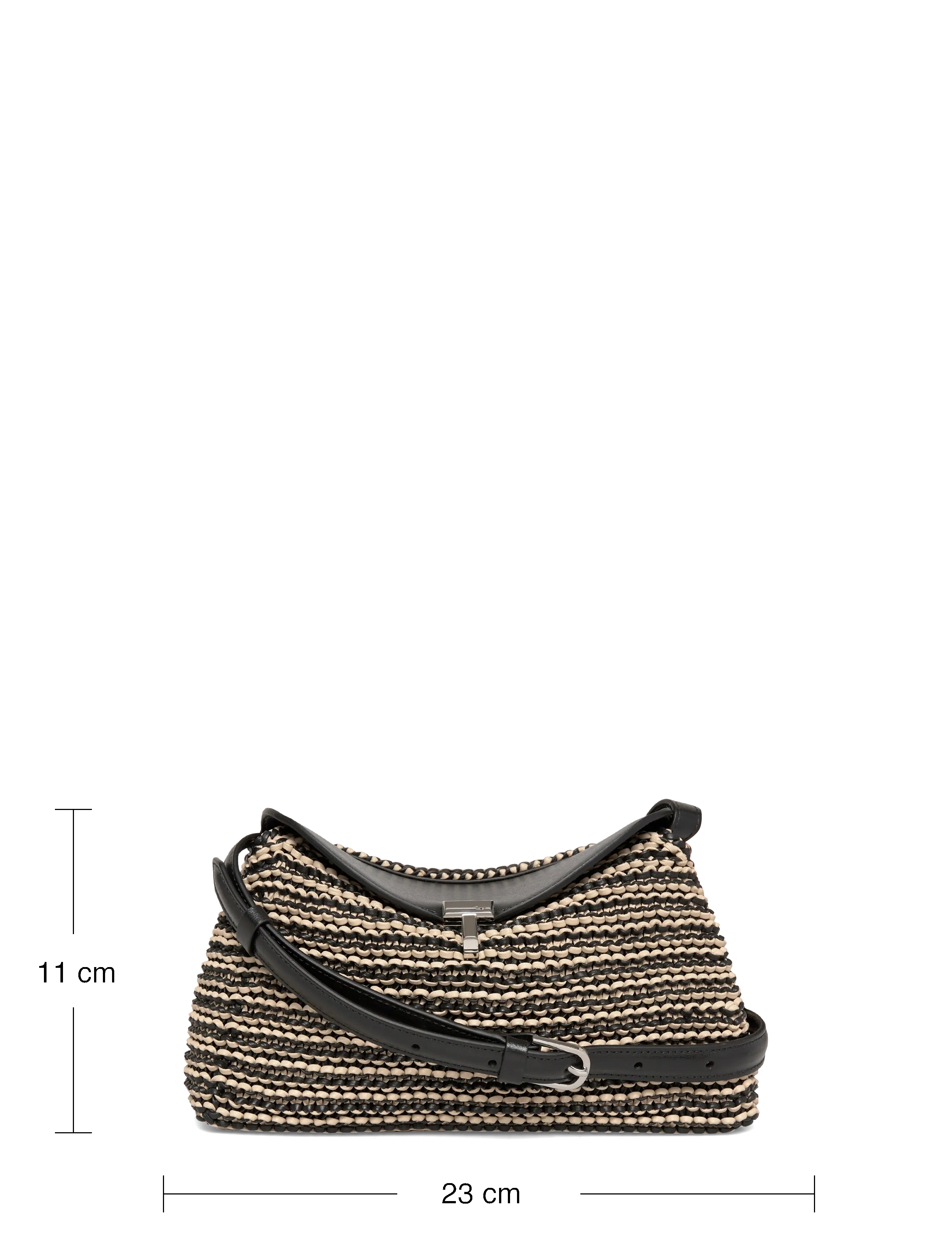 TOTEME - T-LOCK WOVEN-LEATHER CLUTCH - black/sand - 3