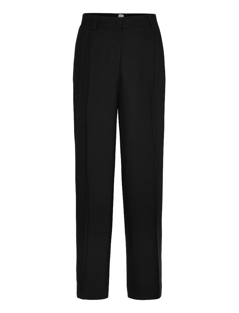 TOTEME - DOUBLE-PLEAT FLUID TROUSERS - bukser med lige ben - black - 0