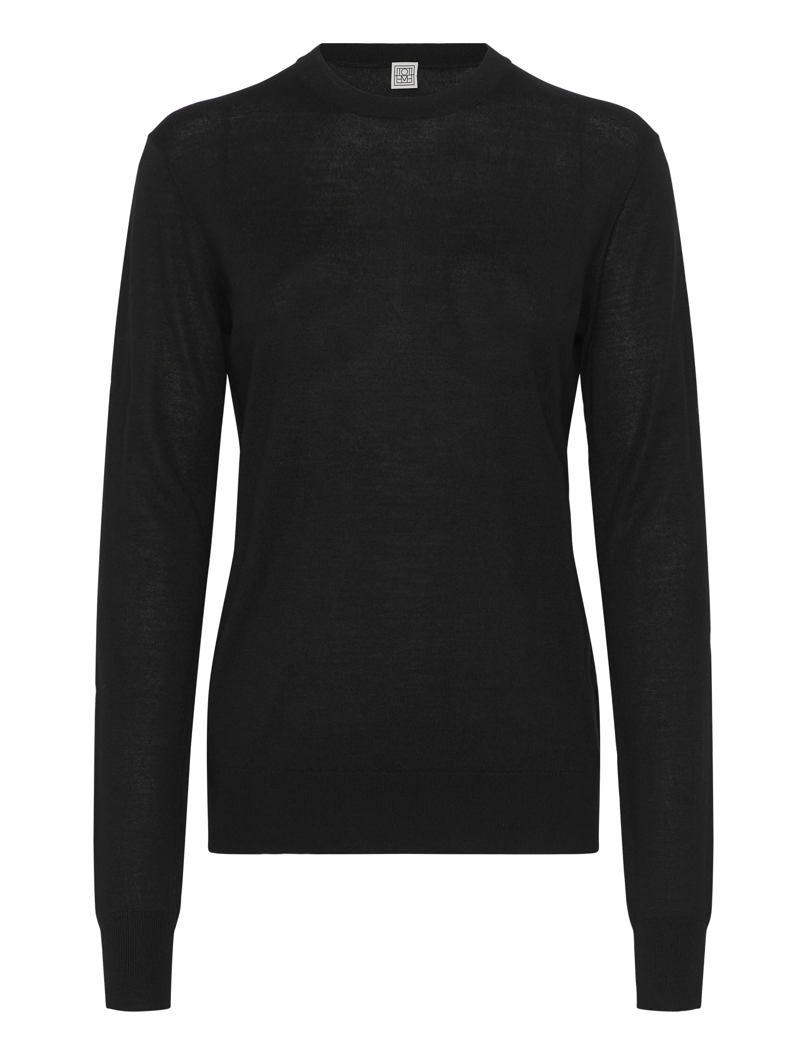 TOTEME Fine Crew Knit sweater - Transitional Layering - BLACK / black