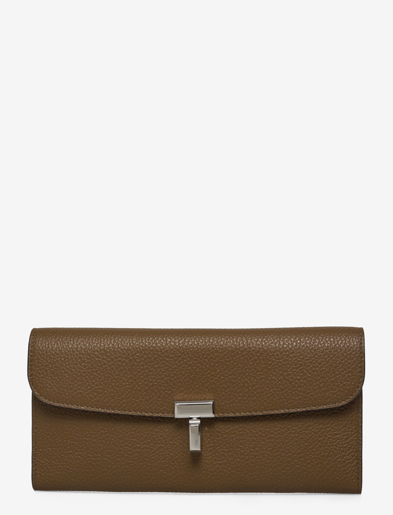 TOTEME - T-LOCK GRAINED- LEATHER WALLET - plånböcker - dark taupe - 0